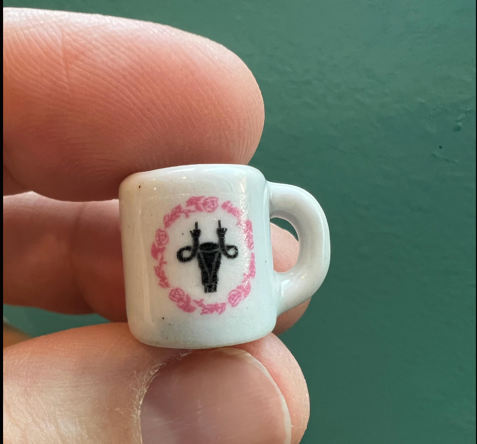 Dollhouse miniature mug BANS OFF my body coffee mug 1/12 scale planned parenthood