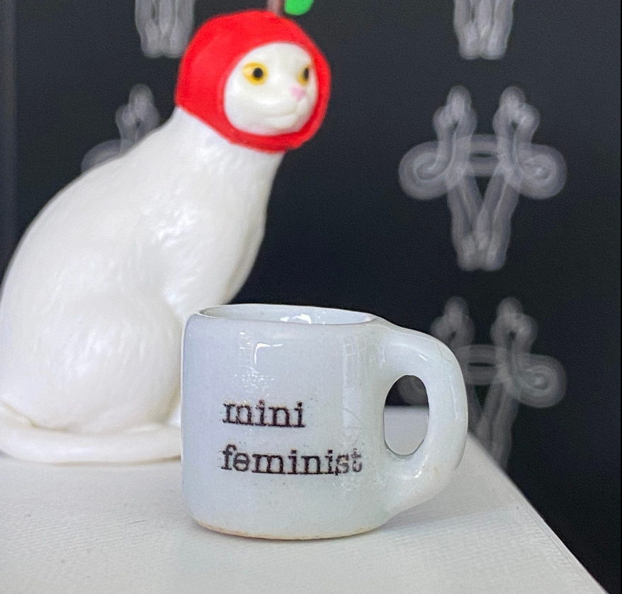 Dollhouse miniature mug BANS OFF my body coffee mug 1/12 scale planned parenthood