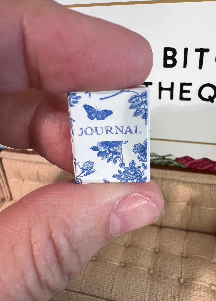 Dollhouse Miniature book, Journal dollhouse miniature book, 1/12 scale dollhouse book, blank inside, 1/6 scale book