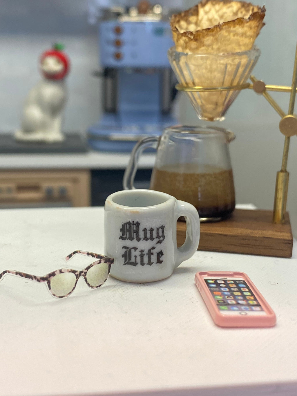 Dollhouse miniature coffee mug, Mug Life, 1/12 scale dollhouse drink