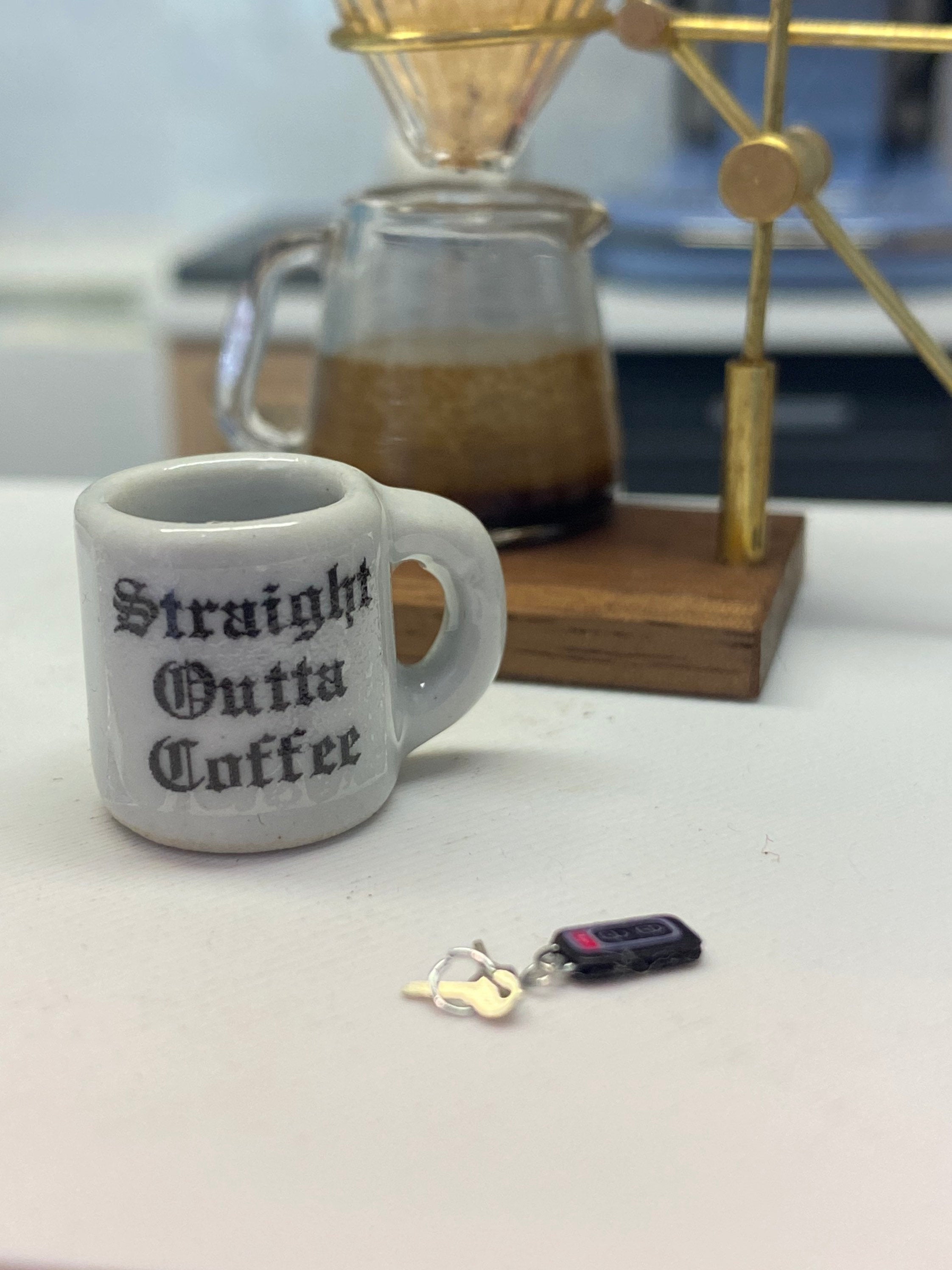 Dollhouse miniature coffee mug Straight outta coffee 1/12 scale
