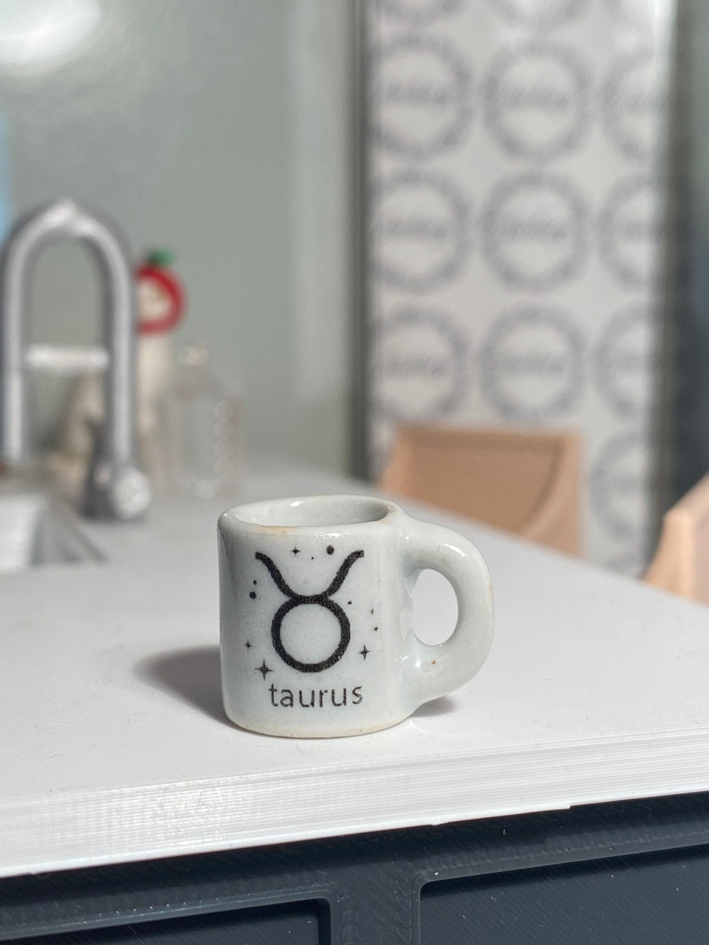 dollhouse miniature coffee mug, zodiac coffee mug, 1/12 scale dishes, magic