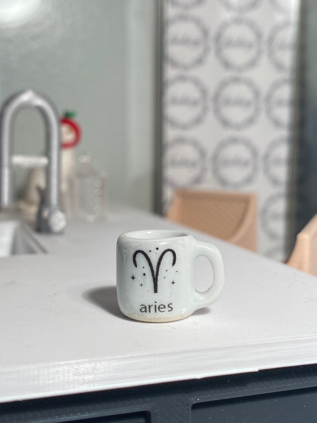 dollhouse miniature coffee mug, zodiac coffee mug, 1/12 scale dishes, magic