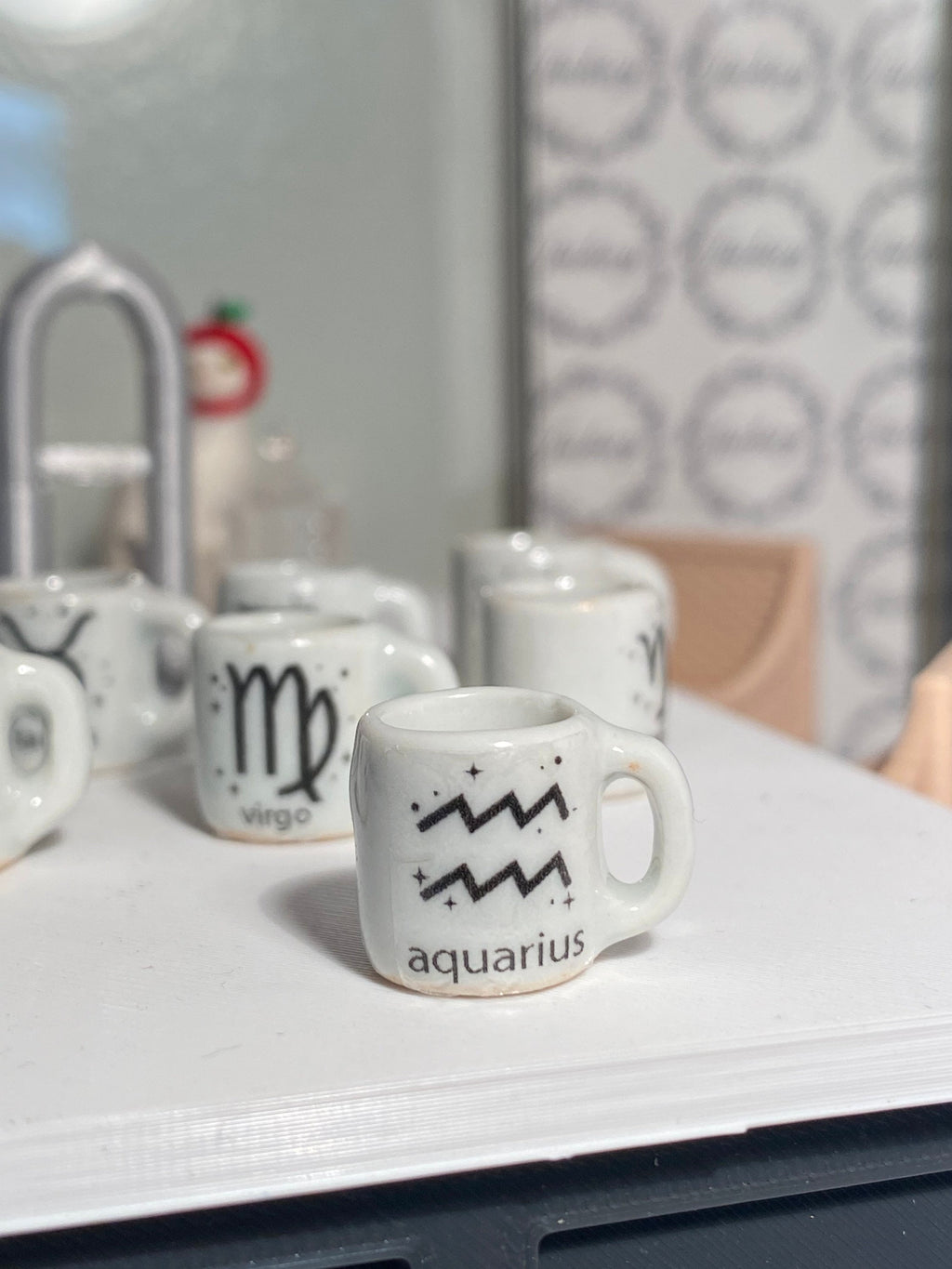 dollhouse miniature coffee mug, zodiac coffee mug, 1/12 scale dishes, magic