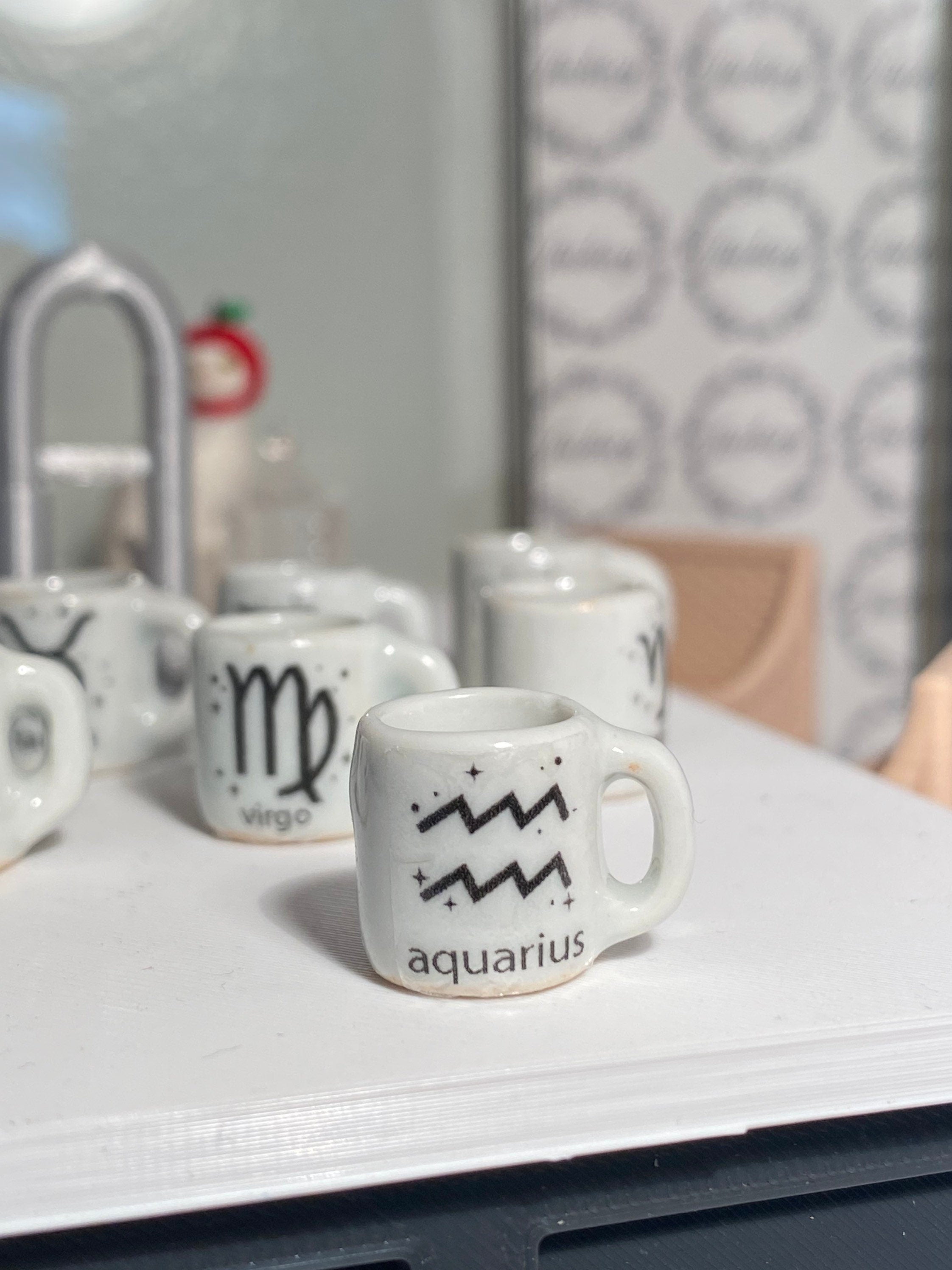 dollhouse miniature coffee mug, zodiac coffee mug, 1/12 scale dishes, magic