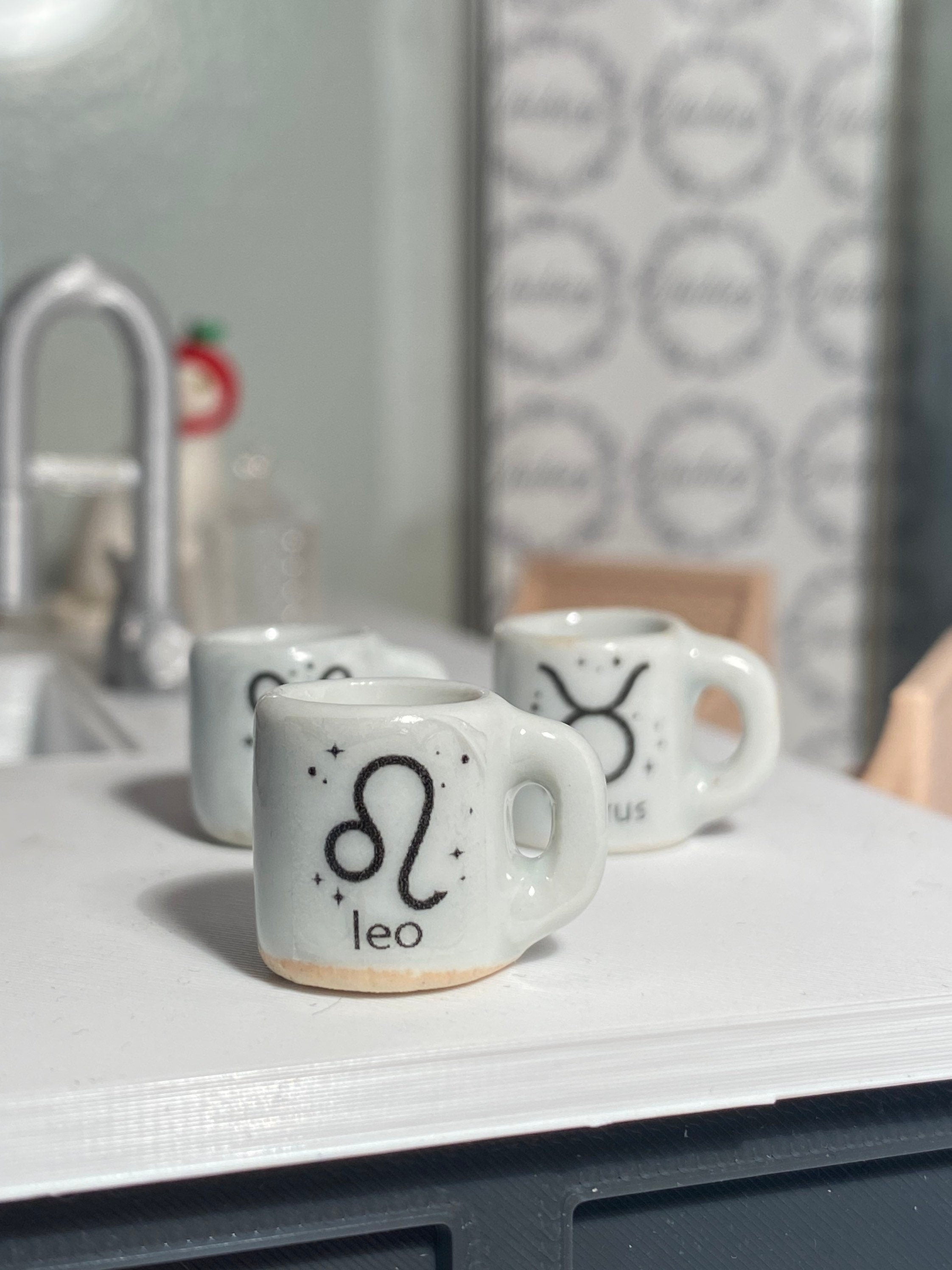 dollhouse miniature coffee mug, zodiac coffee mug, 1/12 scale dishes, magic