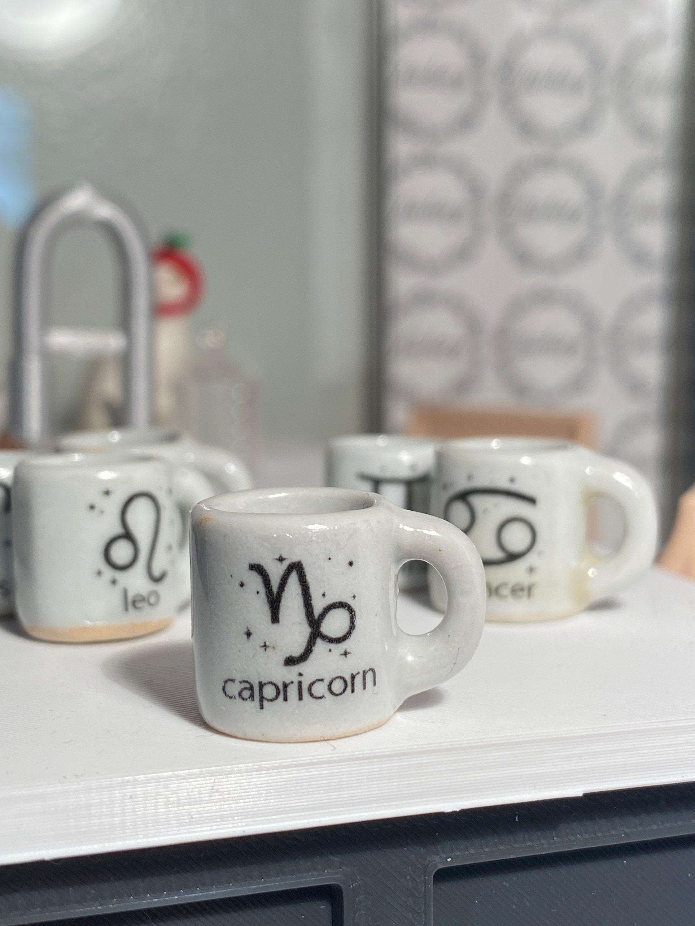 dollhouse miniature coffee mug, zodiac coffee mug, 1/12 scale dishes, magic