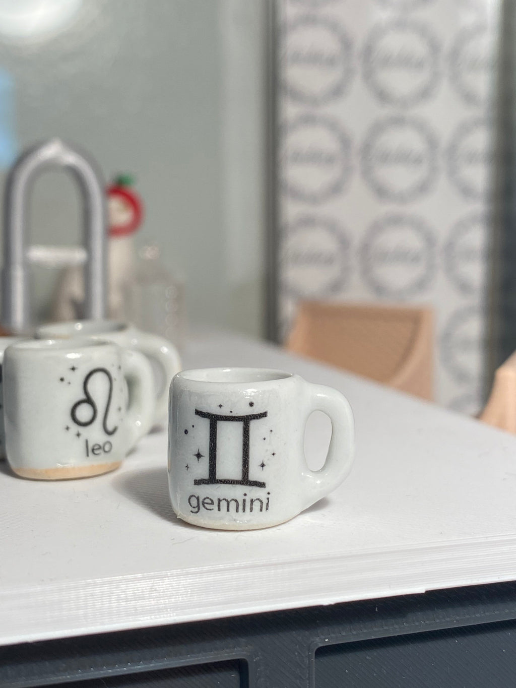 dollhouse miniature coffee mug, zodiac coffee mug, 1/12 scale dishes, magic