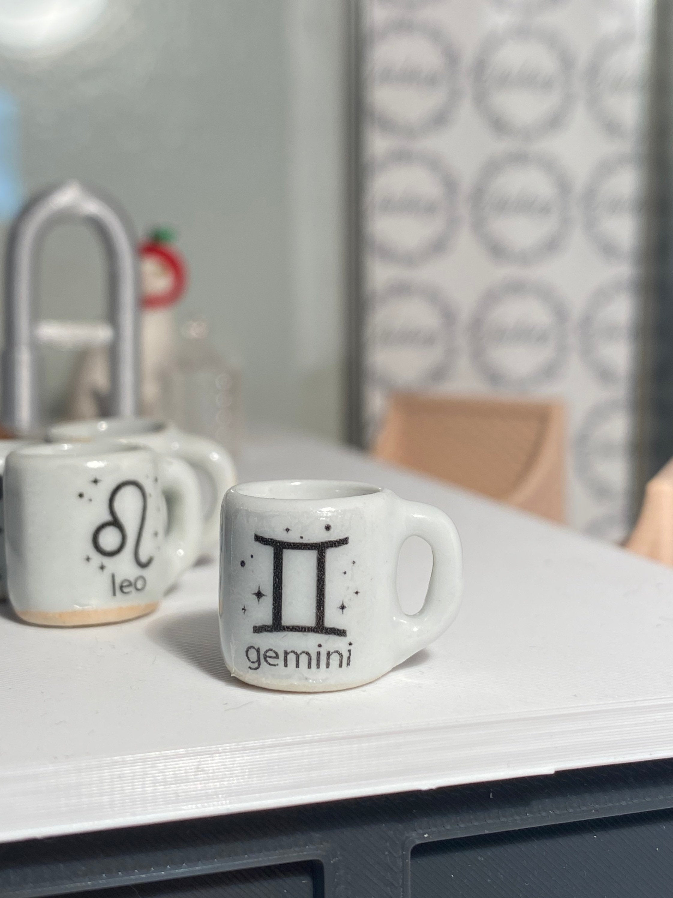dollhouse miniature coffee mug, zodiac coffee mug, 1/12 scale dishes, magic