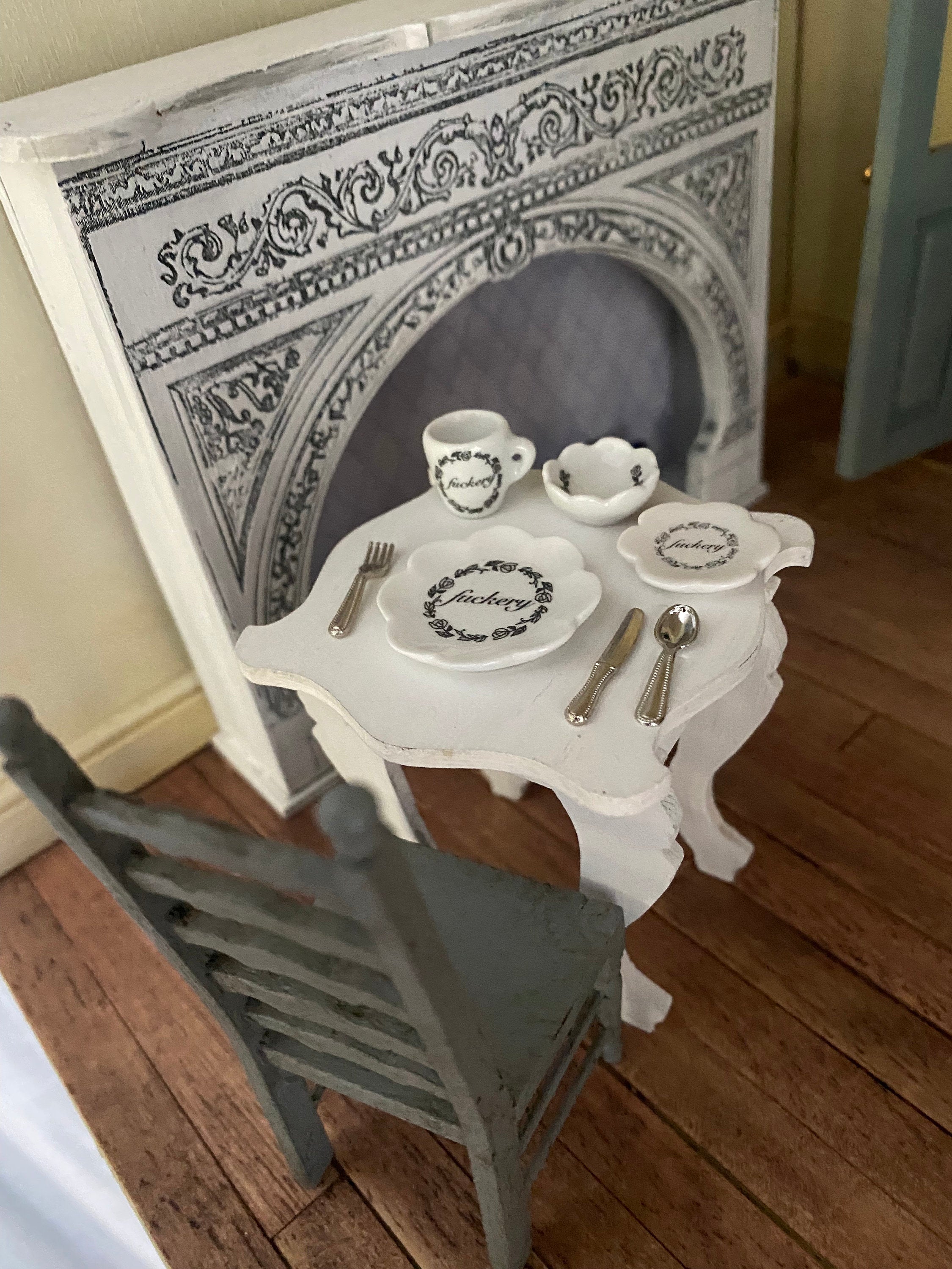 Dollhouse dishes, Fuckery China dollhouse miniature dish set,  1/12 scale dishes