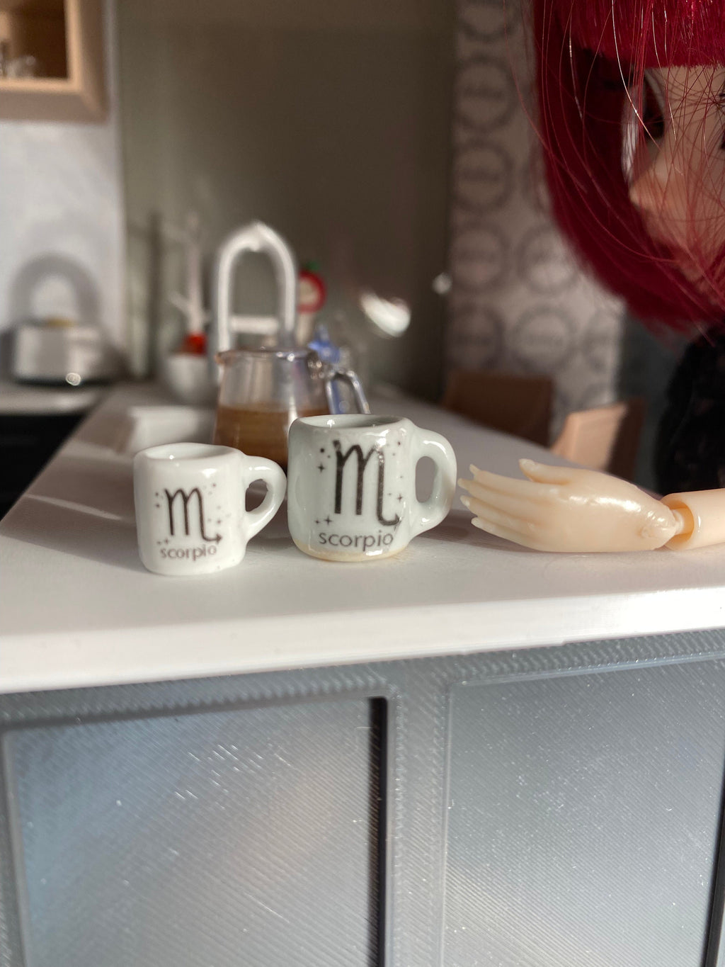 dollhouse miniature coffee mug, zodiac coffee mug, 1/12 scale dishes, magic