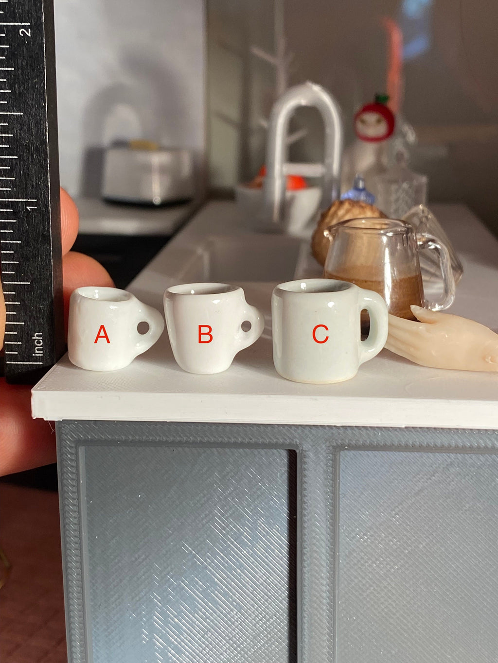 Dollhouse miniature coffee mug Snitches get Stitches, dollhouse dishes