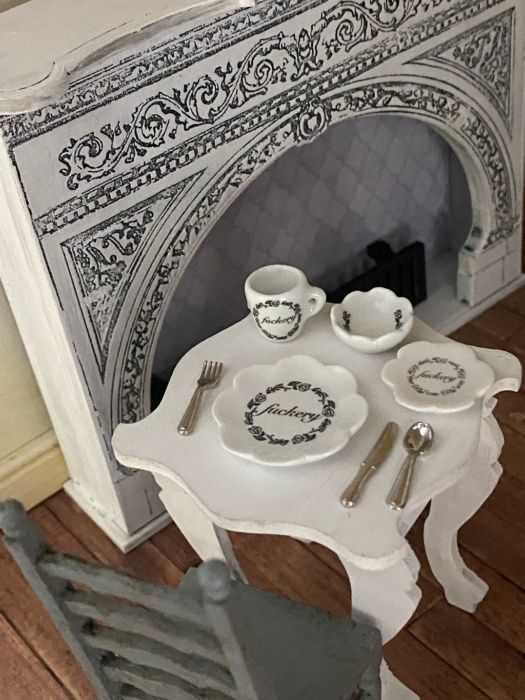 Dollhouse dishes, Fuckery China dollhouse miniature dish set,  1/12 scale dishes