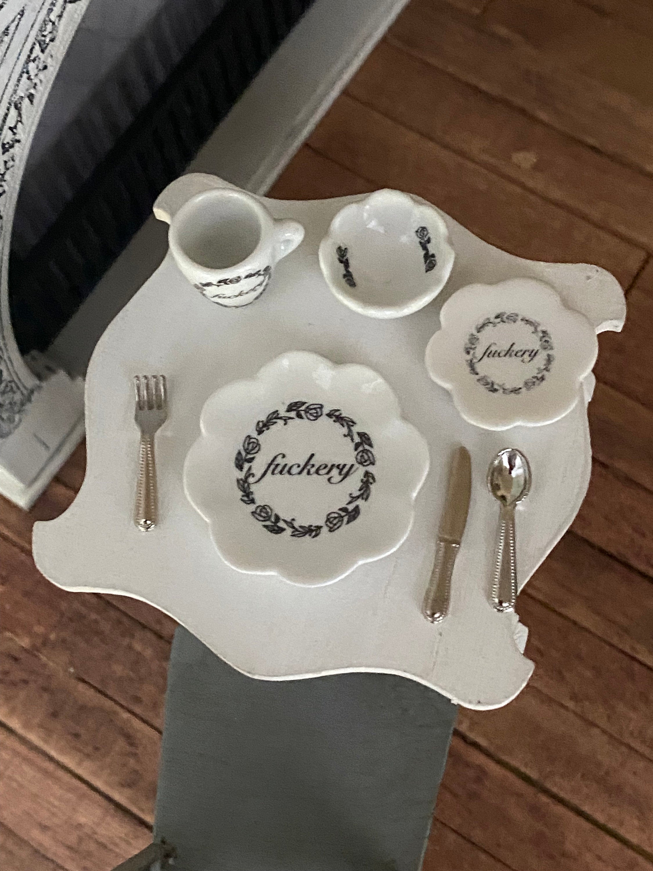Dollhouse dishes, Fuckery China dollhouse miniature dish set,  1/12 scale dishes
