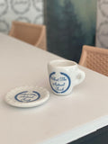 Dollhouse miniature mug WTAF 1/12 scale coffee mug and saucer