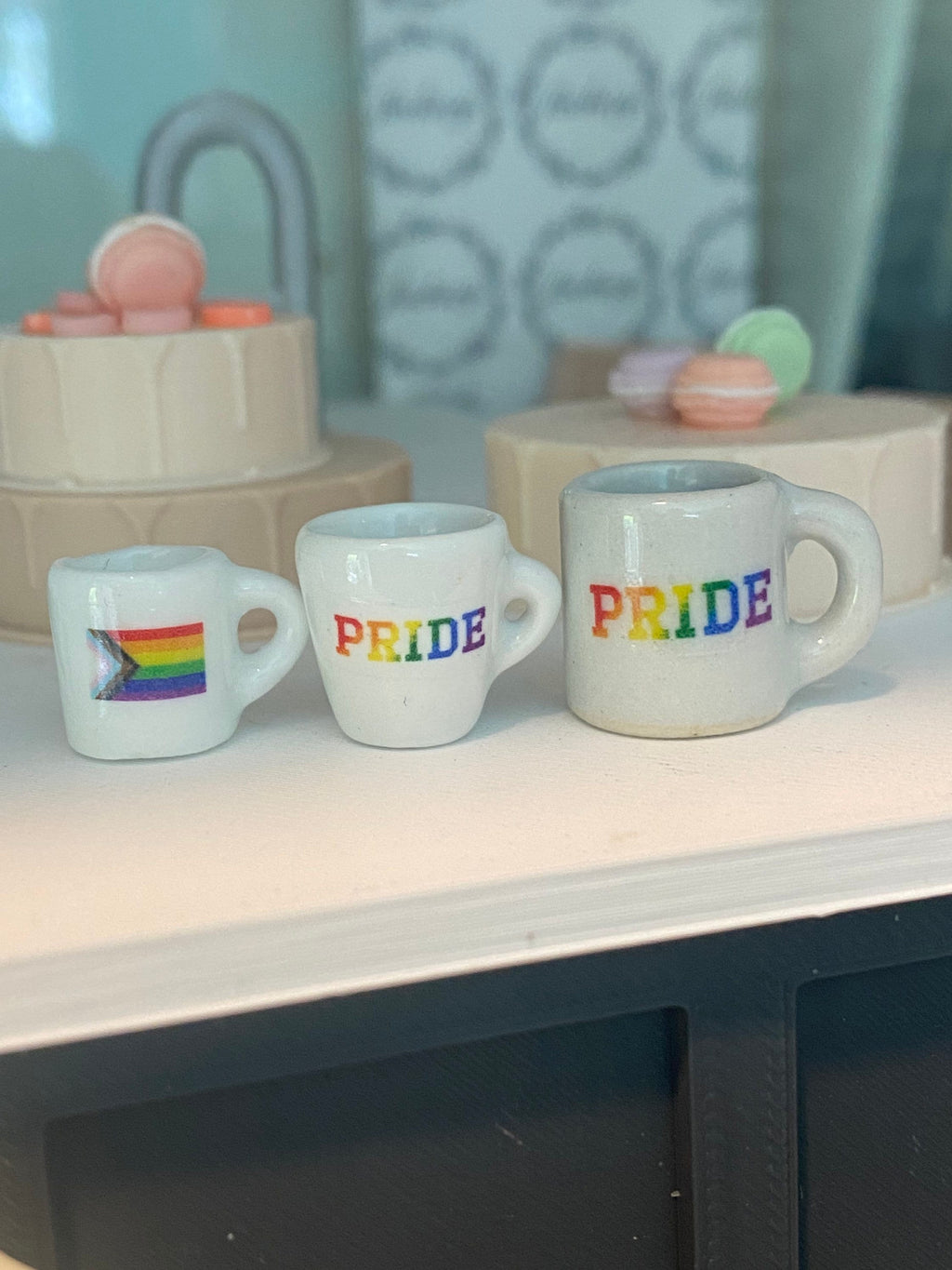 dollhouse miniature Pride coffee mug,  1/12 scale LGBTQ coffee mugs
