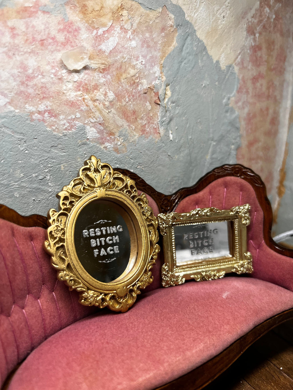 dollhouse miniature Resting Bitch Face mirror dollhouse decor can be used 1/12 and 1/6 scale