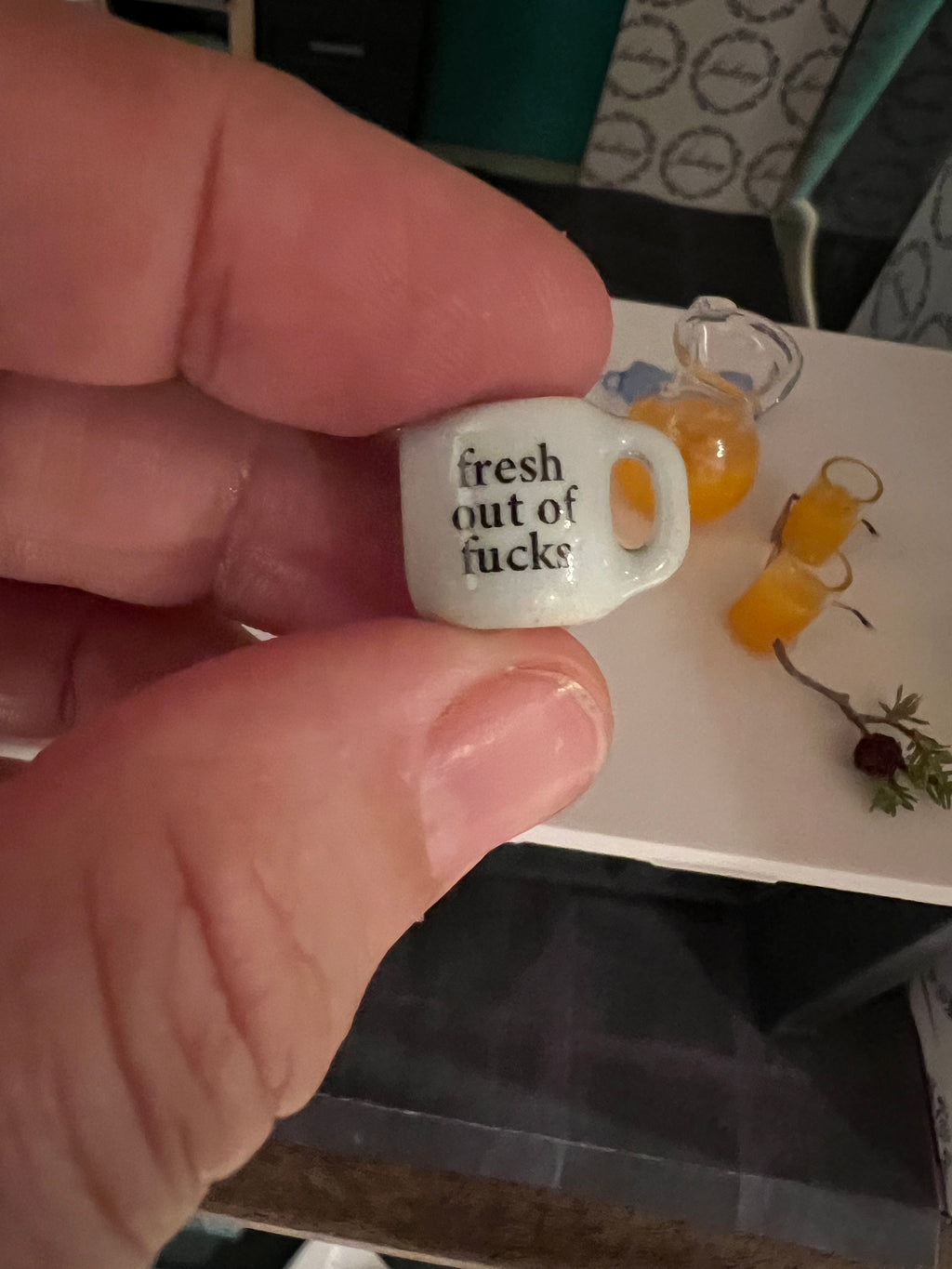 dollhouse miniature coffee mug Fresh Out of Fucks 1/12 scale dollhouse kitchen