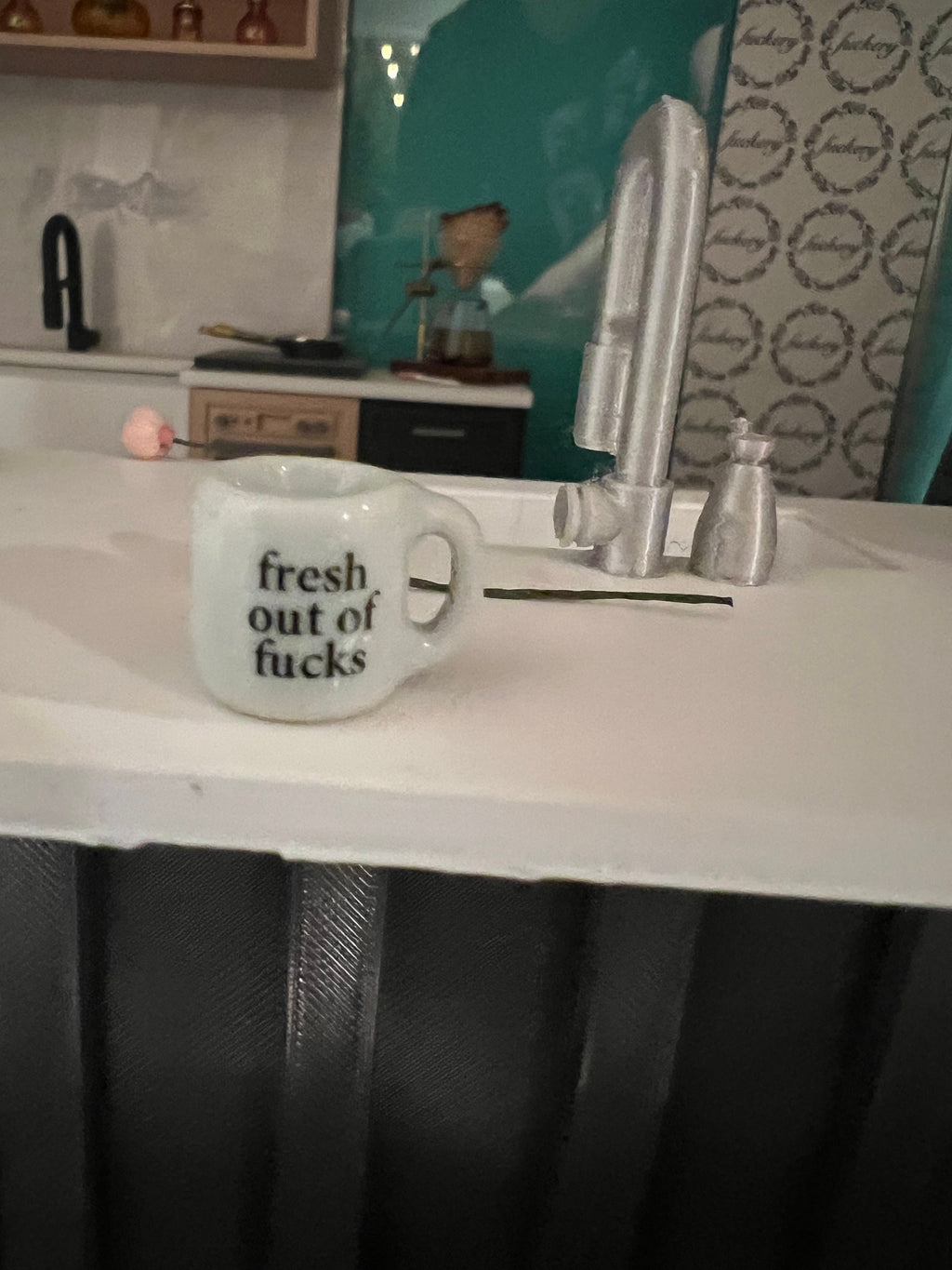 dollhouse miniature coffee mug Fresh Out of Fucks 1/12 scale dollhouse kitchen