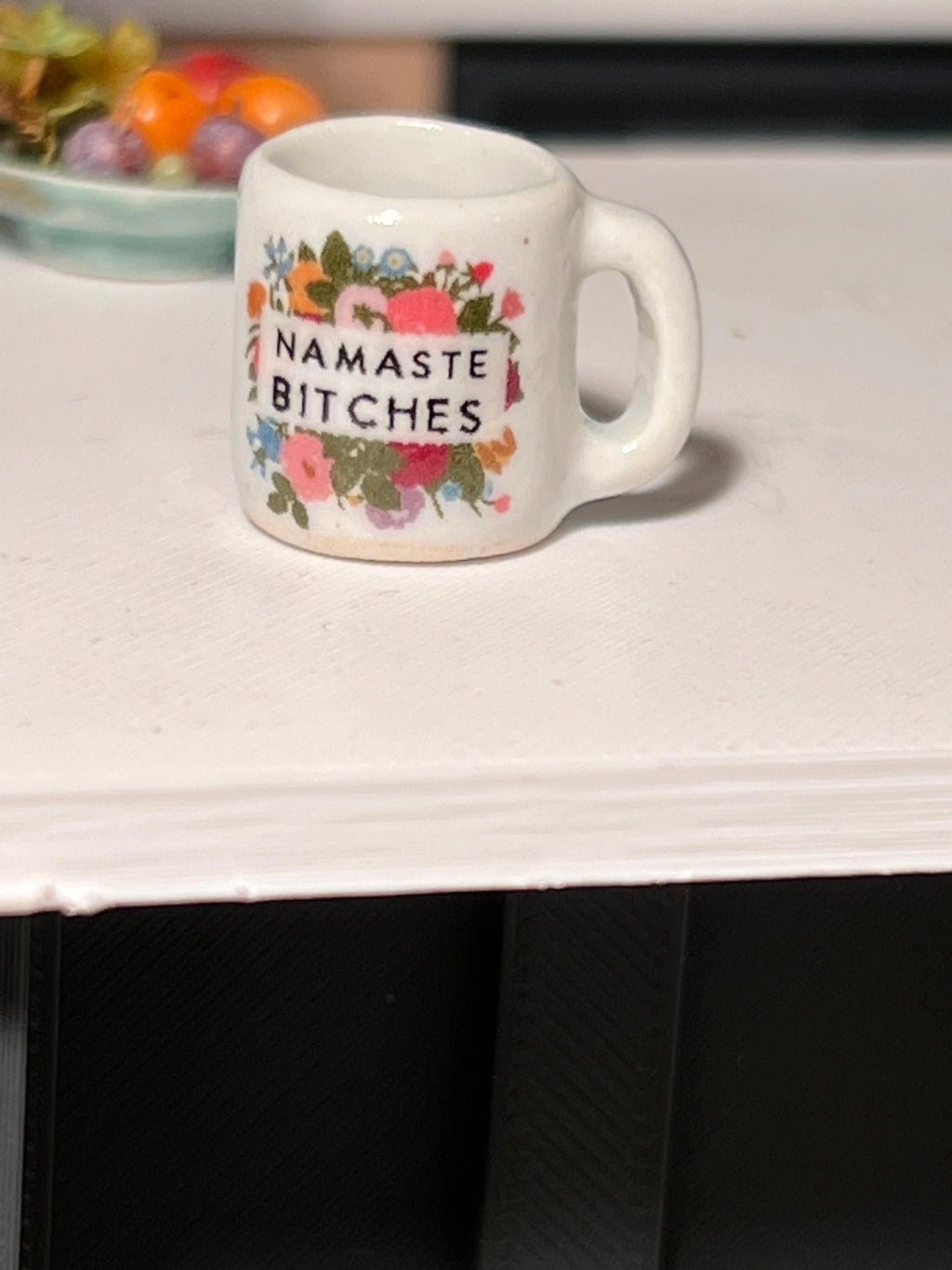 Dollhouse miniature coffee mug Namaste 1/12 scale