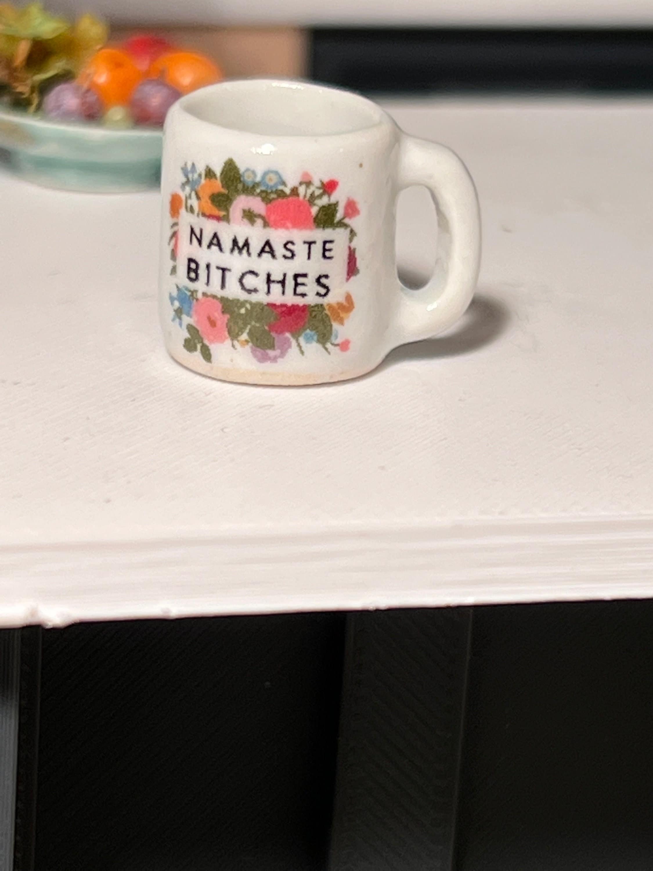 Dollhouse miniature coffee mug Namaste 1/12 scale