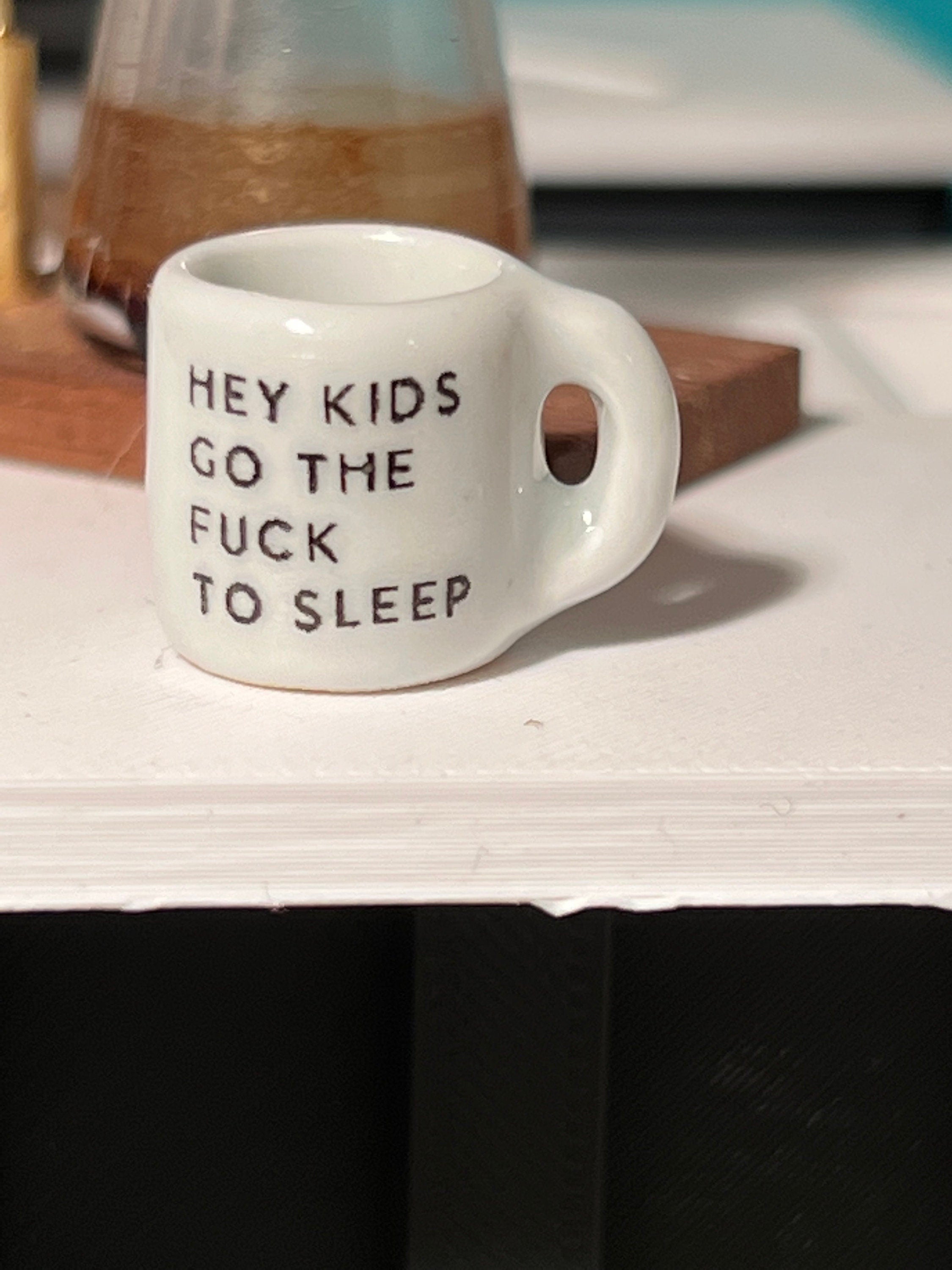 Dollhouse miniature coffee mug Children go the Fuck to Sleep, dollhouse kitchen dishes