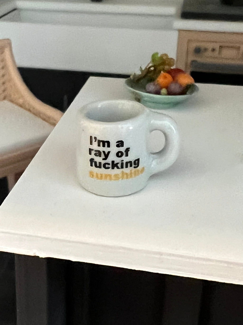 Dollhouse miniature coffee mug I'm a ray of fucking Sunshine 1/12 scale dishes