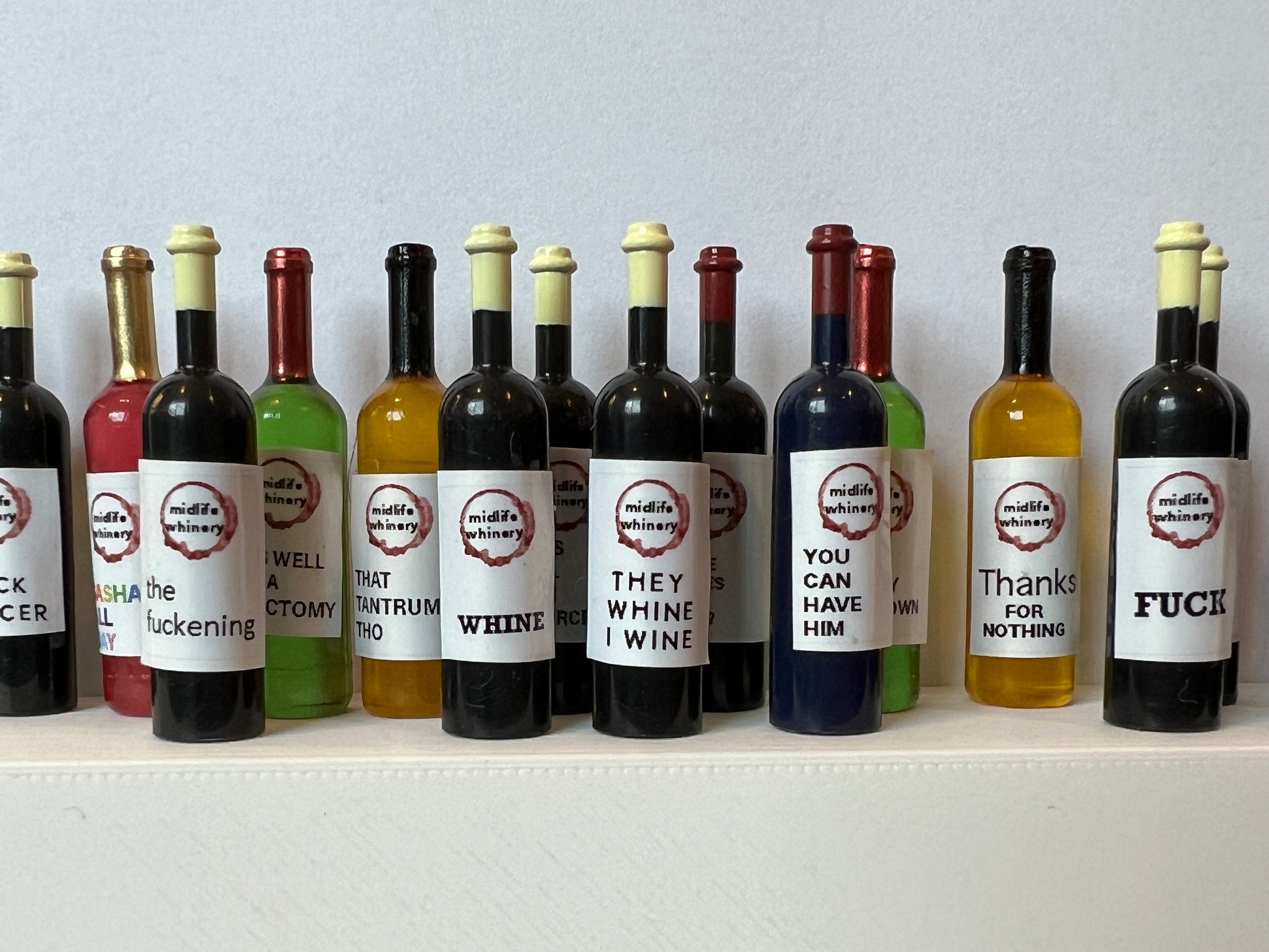 Dollhouse miniature wine bottle, THE FUCKENING, 1/12 dollhouse kitchen and bar decor