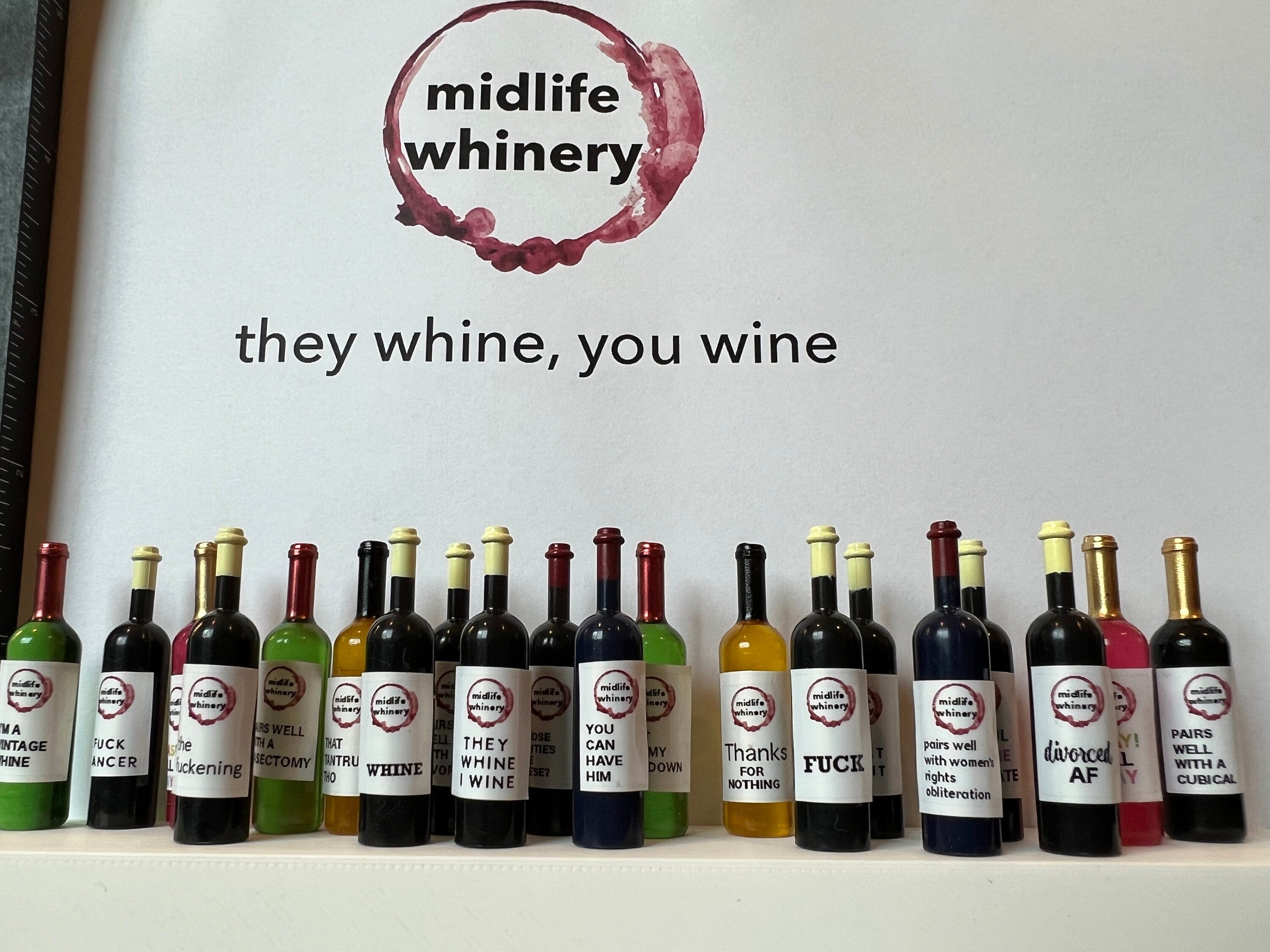 Dollhouse miniature wine bottle, Pairs well with DIVORCE, 1/12 kitchen accessory