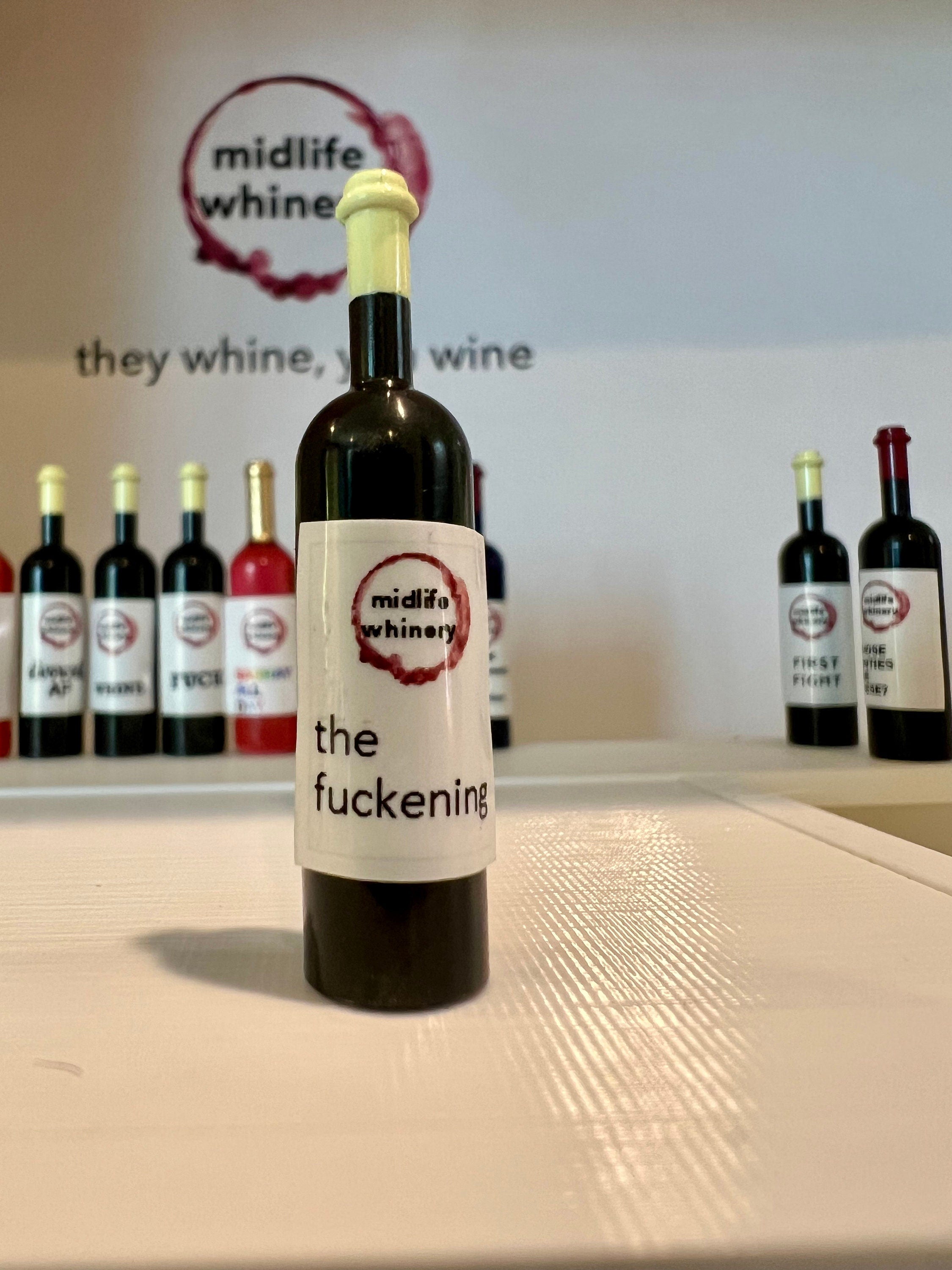 Dollhouse miniature wine bottle, THE FUCKENING, 1/12 dollhouse kitchen and bar decor