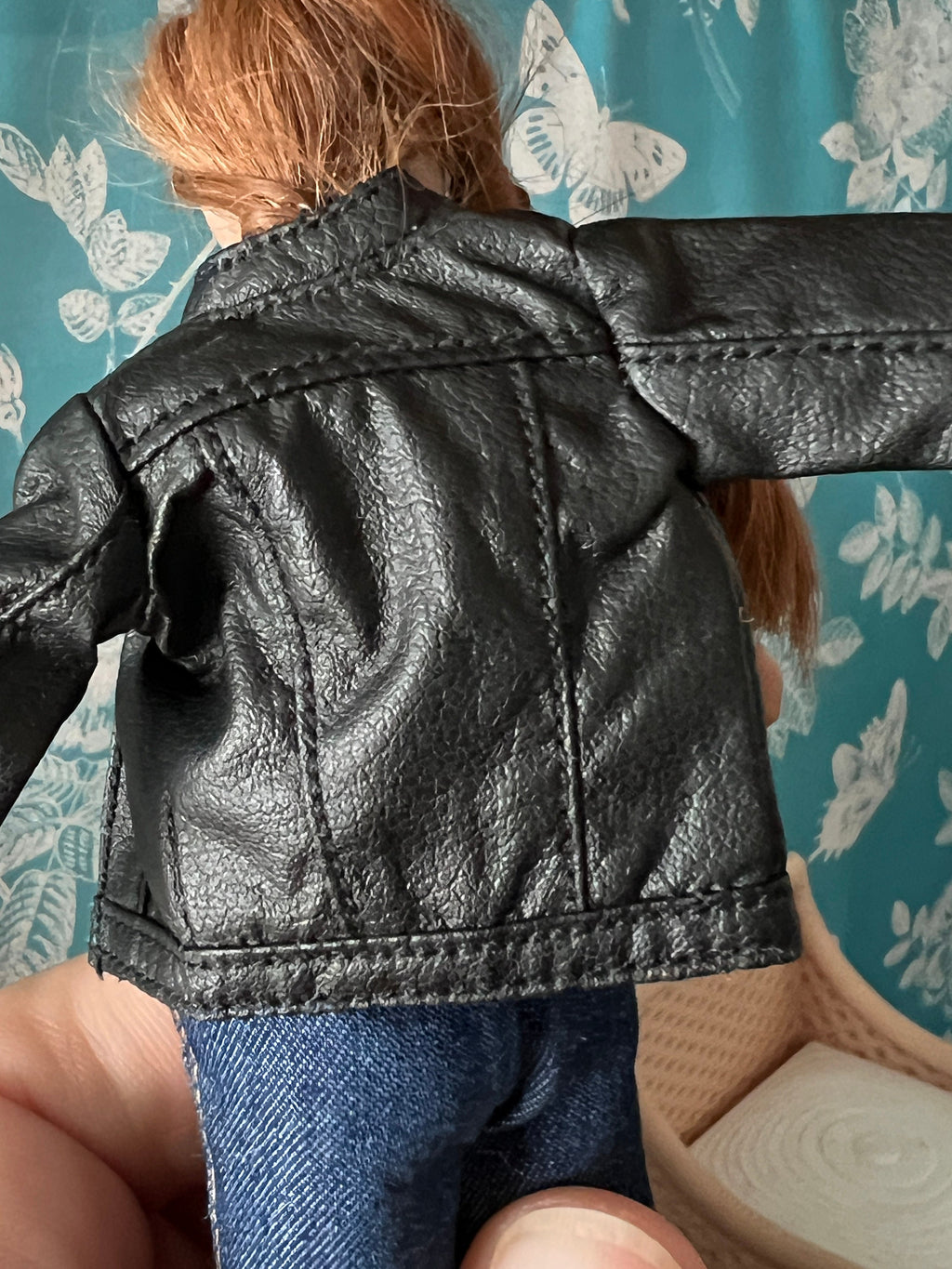 dollhouse miniature coat female EXTREMELY fitted tight biker leather 1/12 Jacket