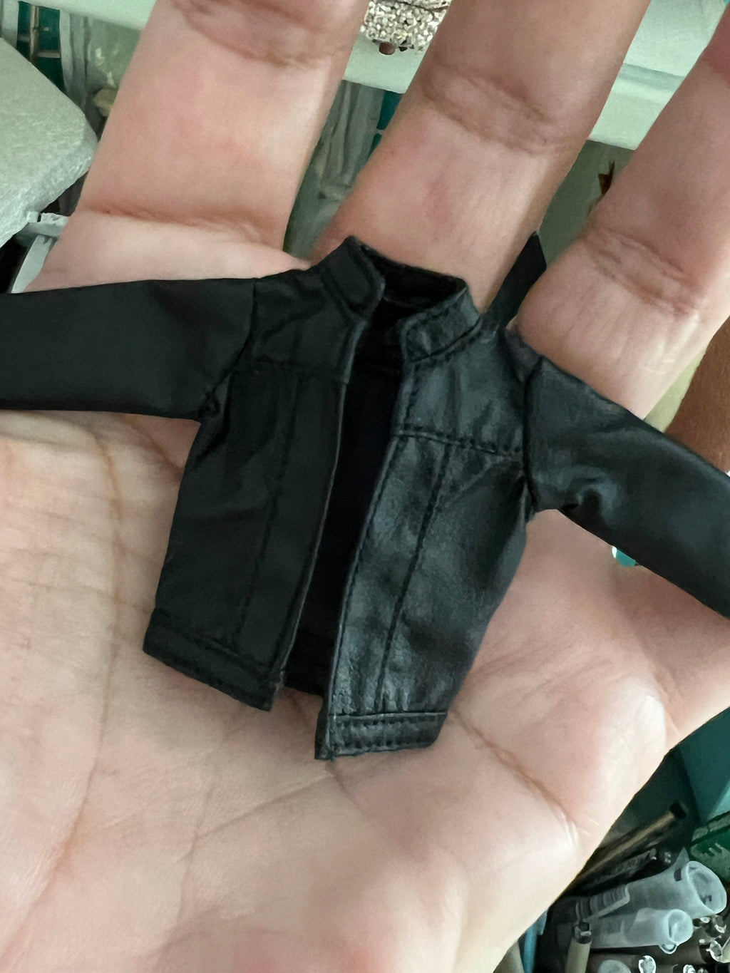 dollhouse miniature coat female EXTREMELY fitted tight biker leather 1/12 Jacket