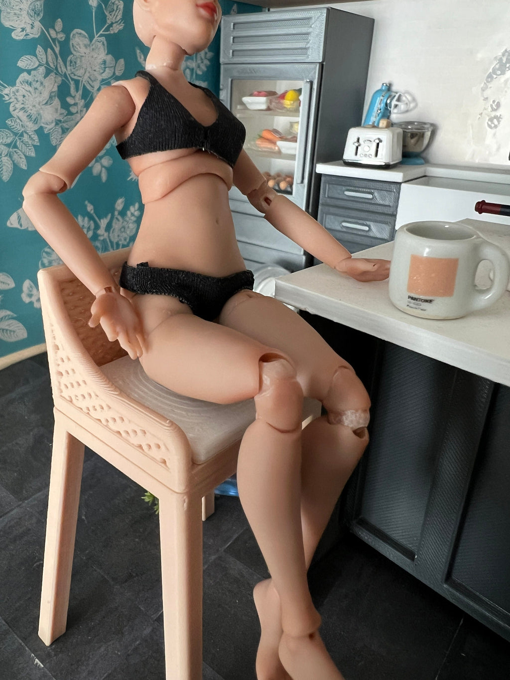 Dollhouse miniature simple bra and panty, 1/12 underwear and panties,