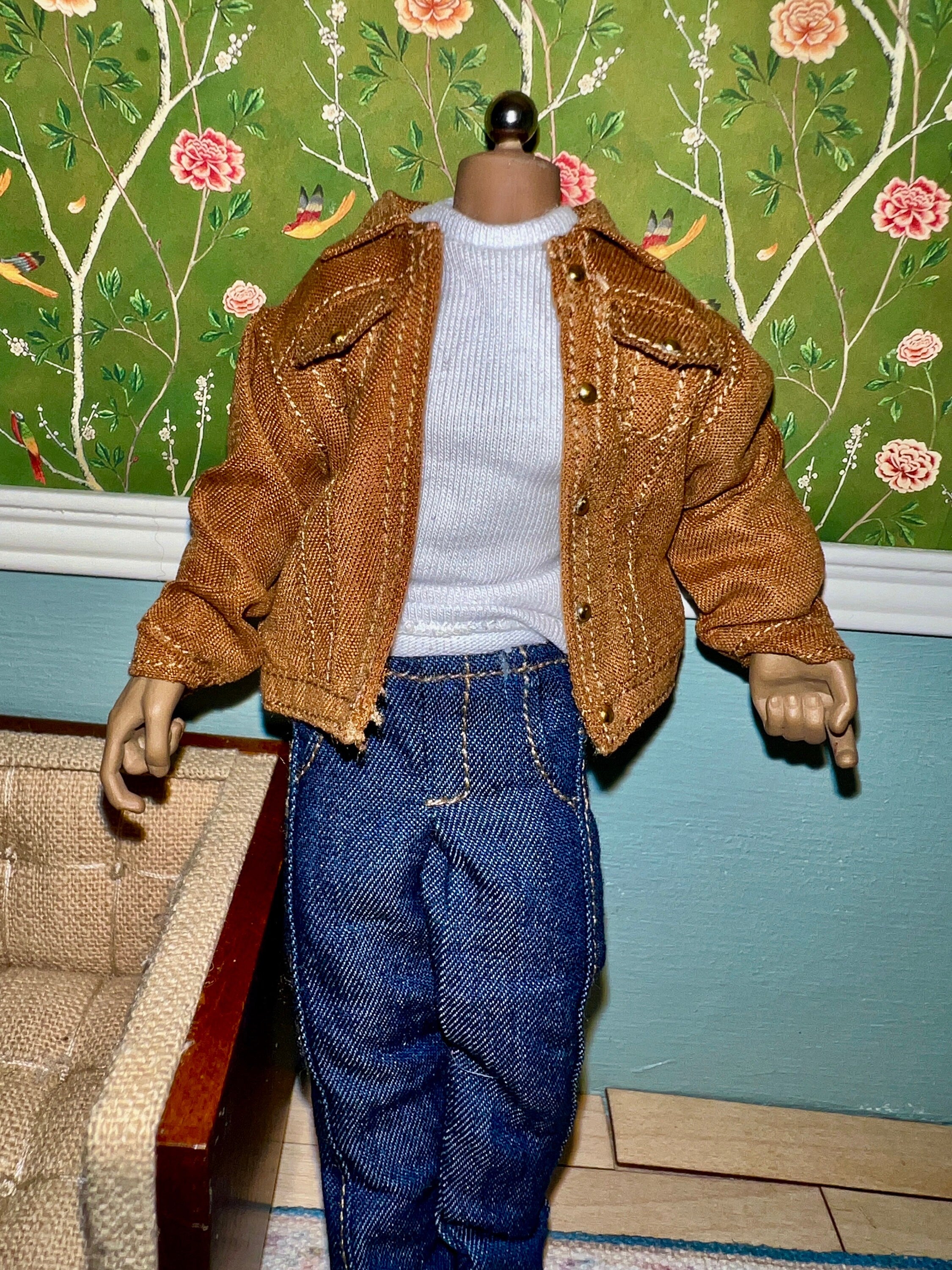 dollhouse miniature jacket 1/12 scale coat faux suede