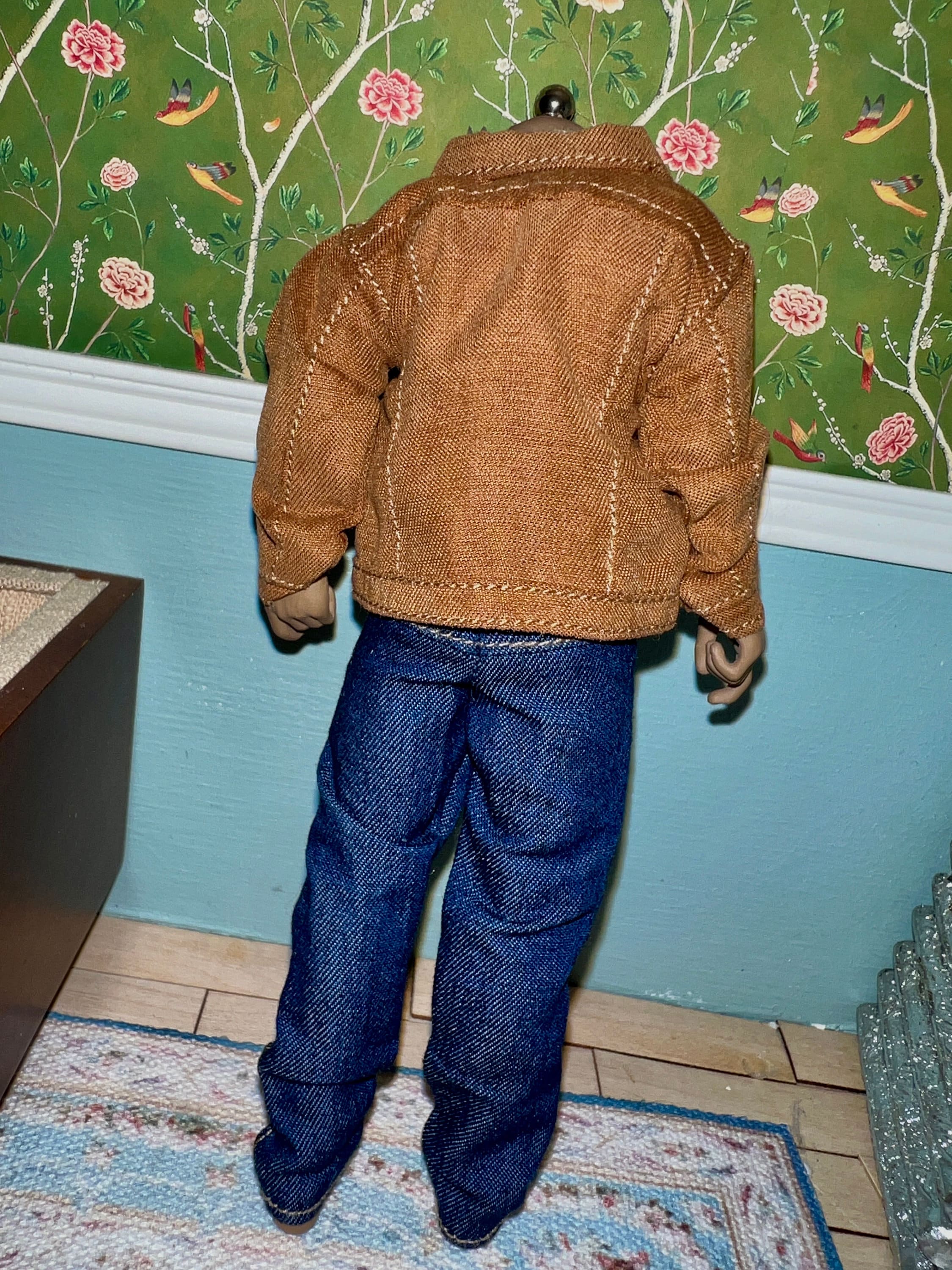 dollhouse miniature jacket 1/12 scale coat faux suede