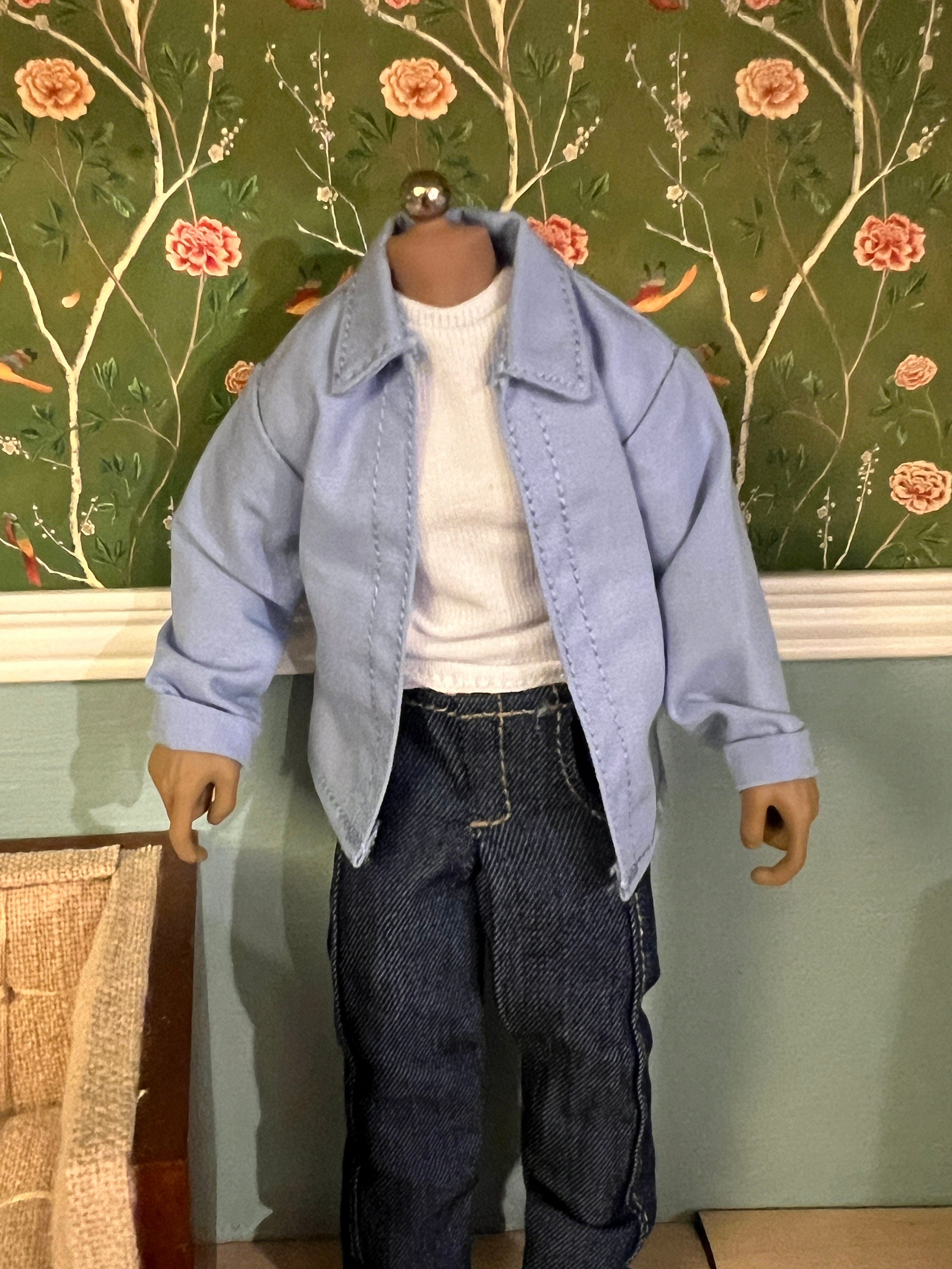 dollhouse miniature shirt, 1/12 men's work shirt for 6 inch figure