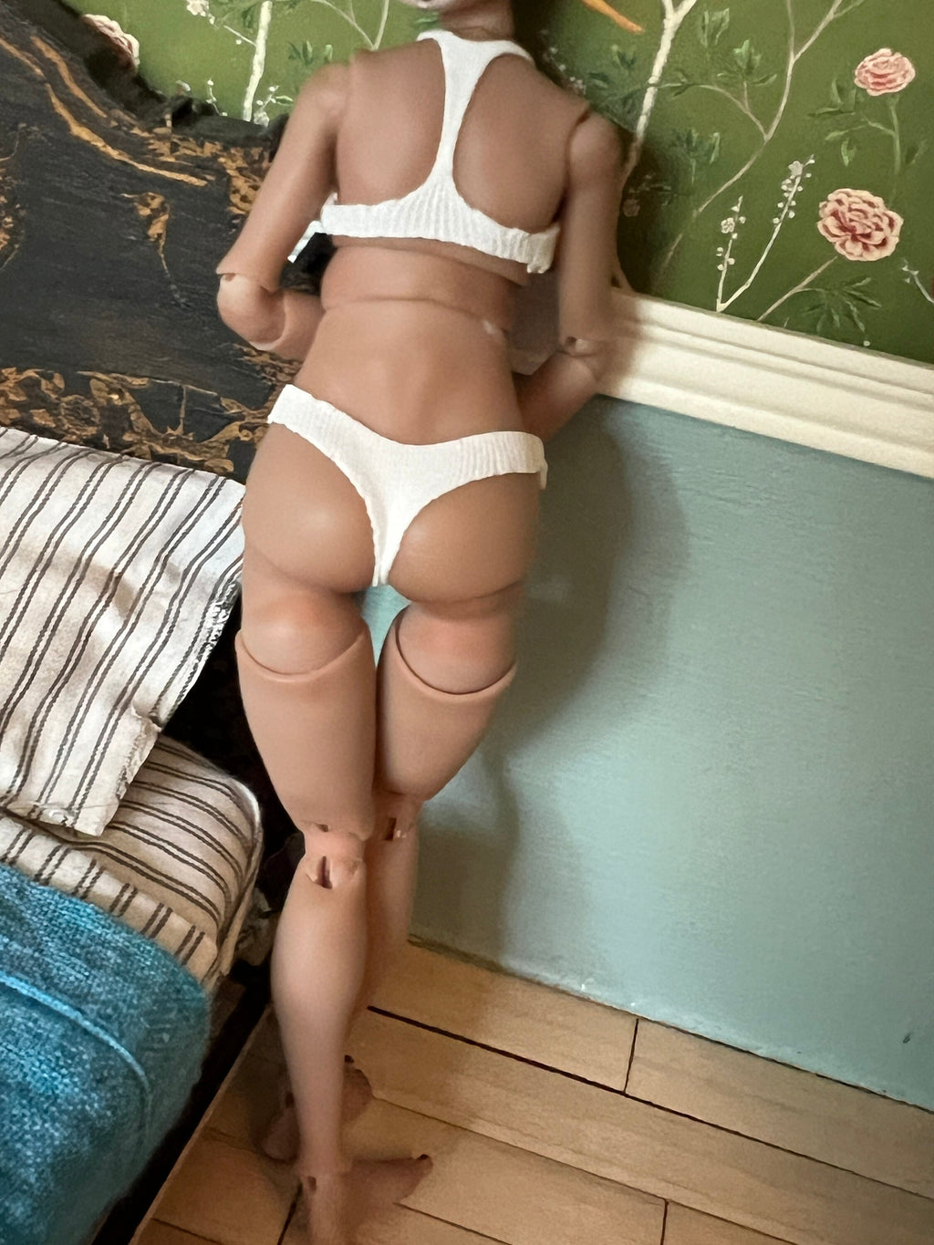 Dollhouse miniature simple bra and panty, 1/12 underwear and panties,