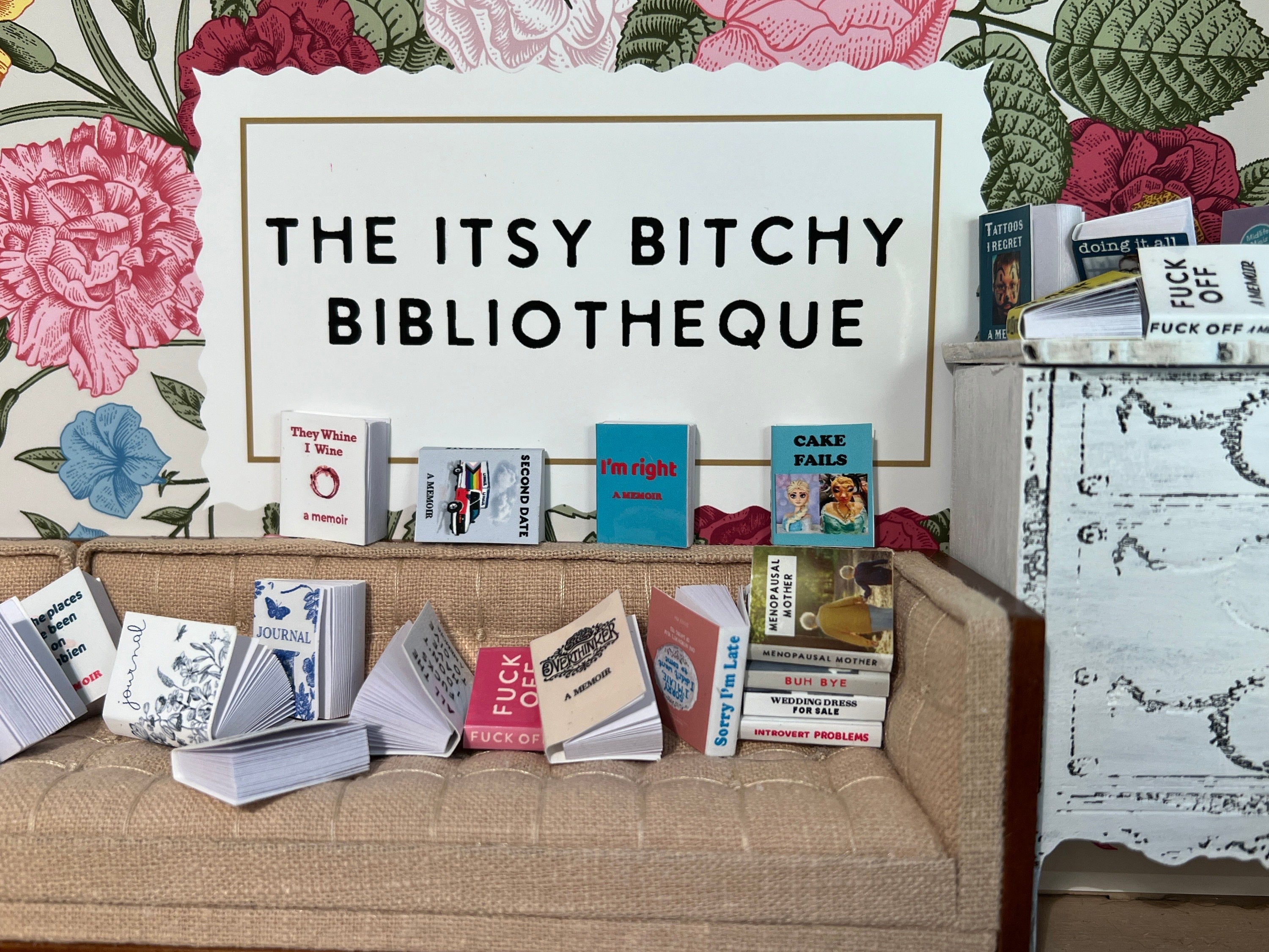 Dollhouse Miniature book, Fuck This dollhouse miniature book, 1/12 scale dollhouse book, blank inside, 1/6 scale book