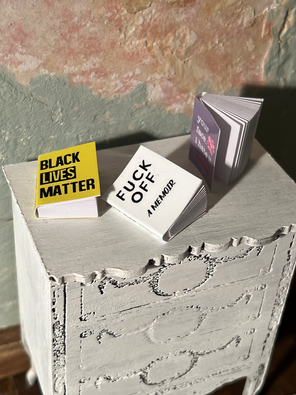 Dollhouse Miniature book, Shit's Fucked dollhouse miniature book, 1/12 scale dollhouse book, blank inside, 1/6 scale book