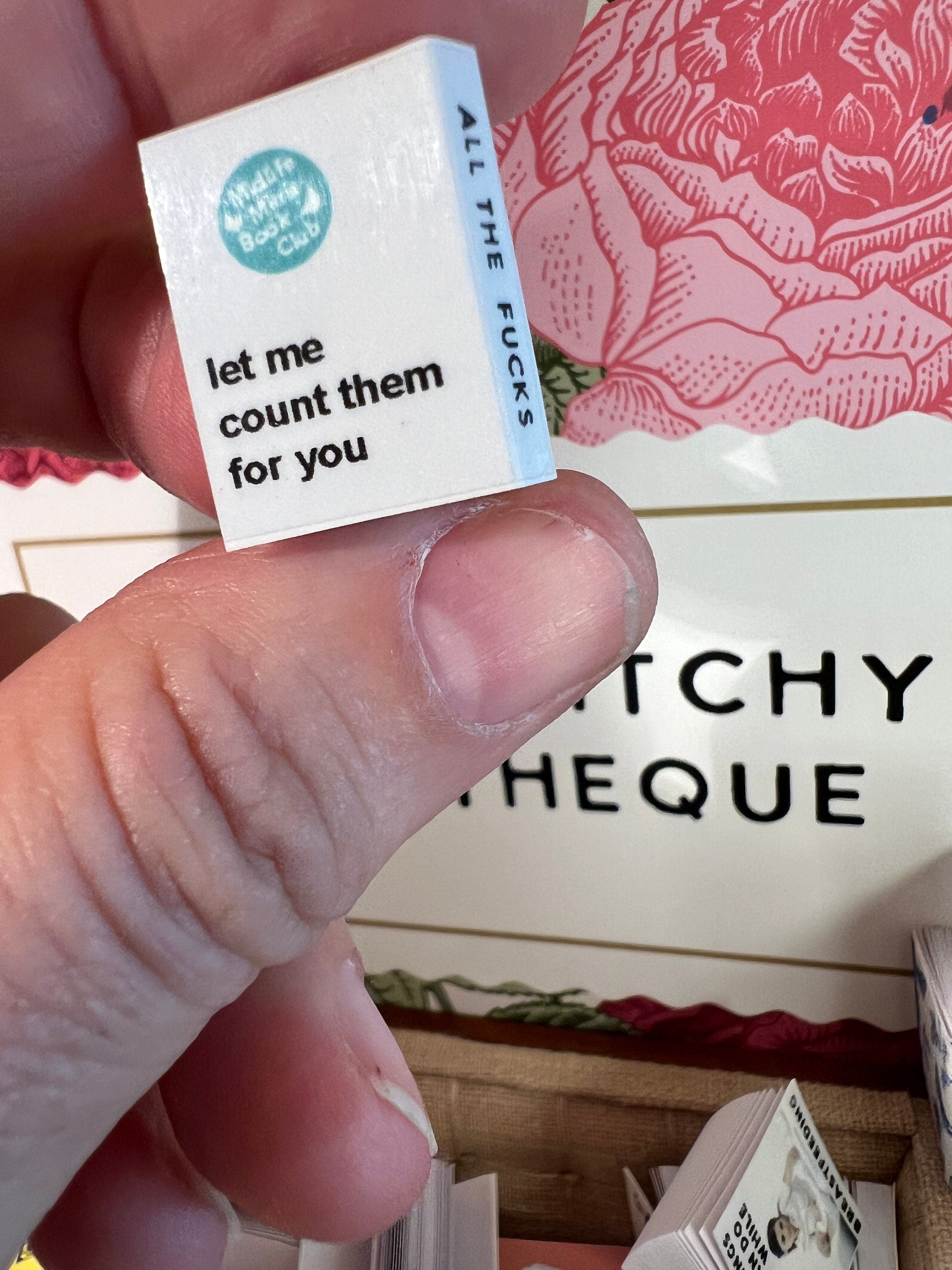 Dollhouse Miniature book, All the Fucks, 1/12 decor with 1/6 scale option