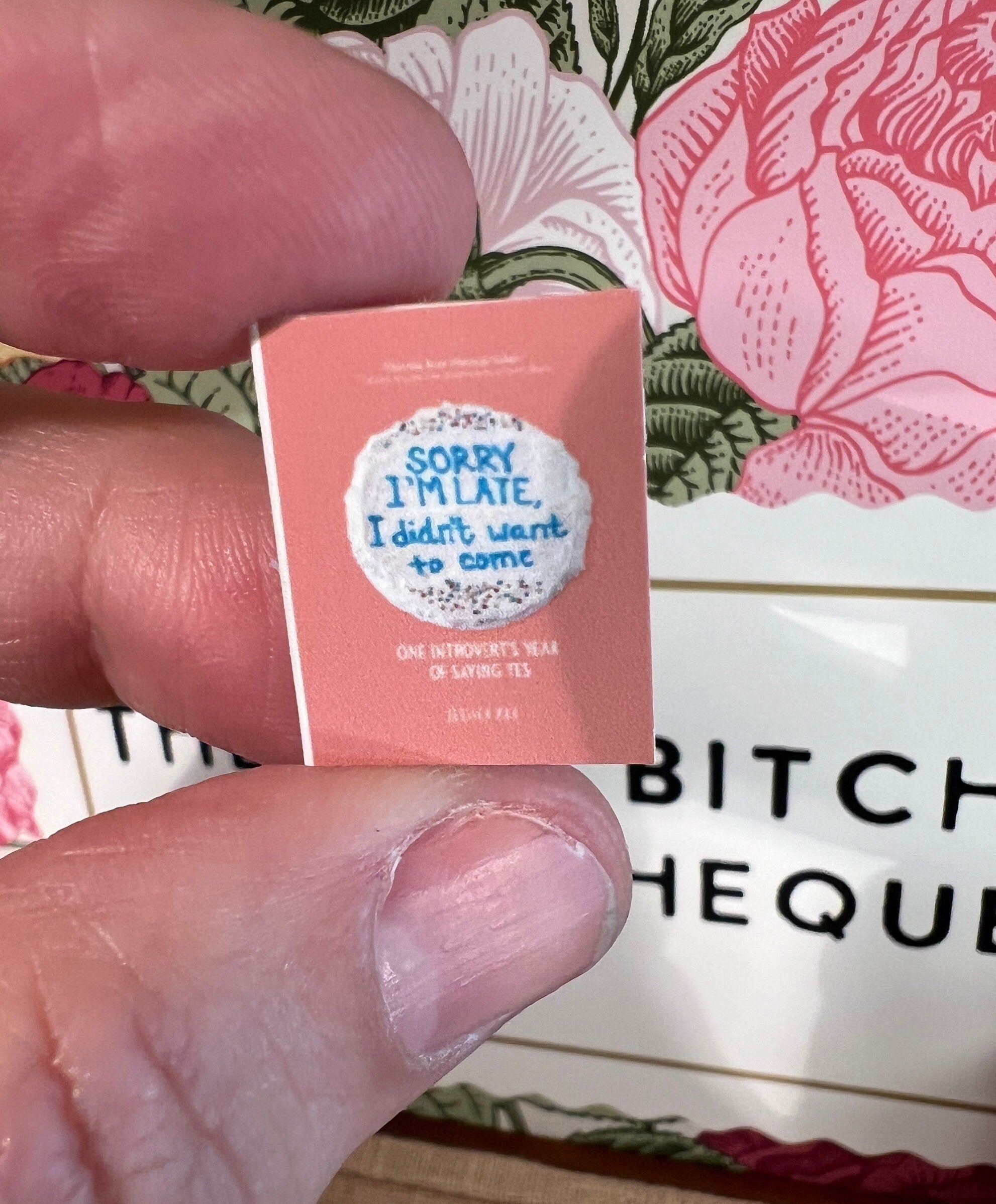 Dollhouse Miniature book, Sorry I'm Late dollhouse miniature book, 1/12 scale dollhouse book, blank inside, 1/6 scale book