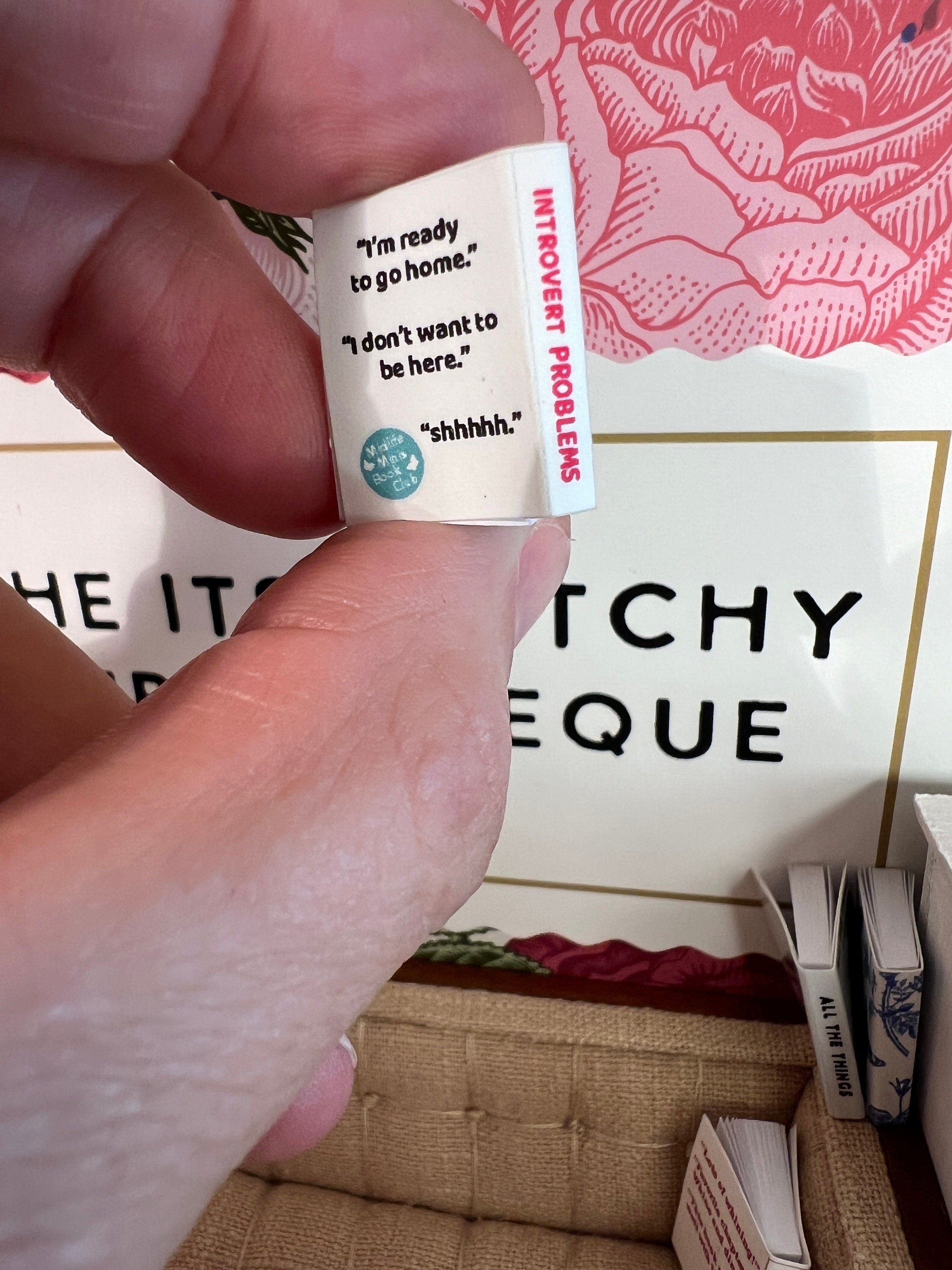 Dollhouse Miniature book, Introvert Problems dollhouse miniature book, 1/12 scale dollhouse book, blank inside, 1/6 scale book