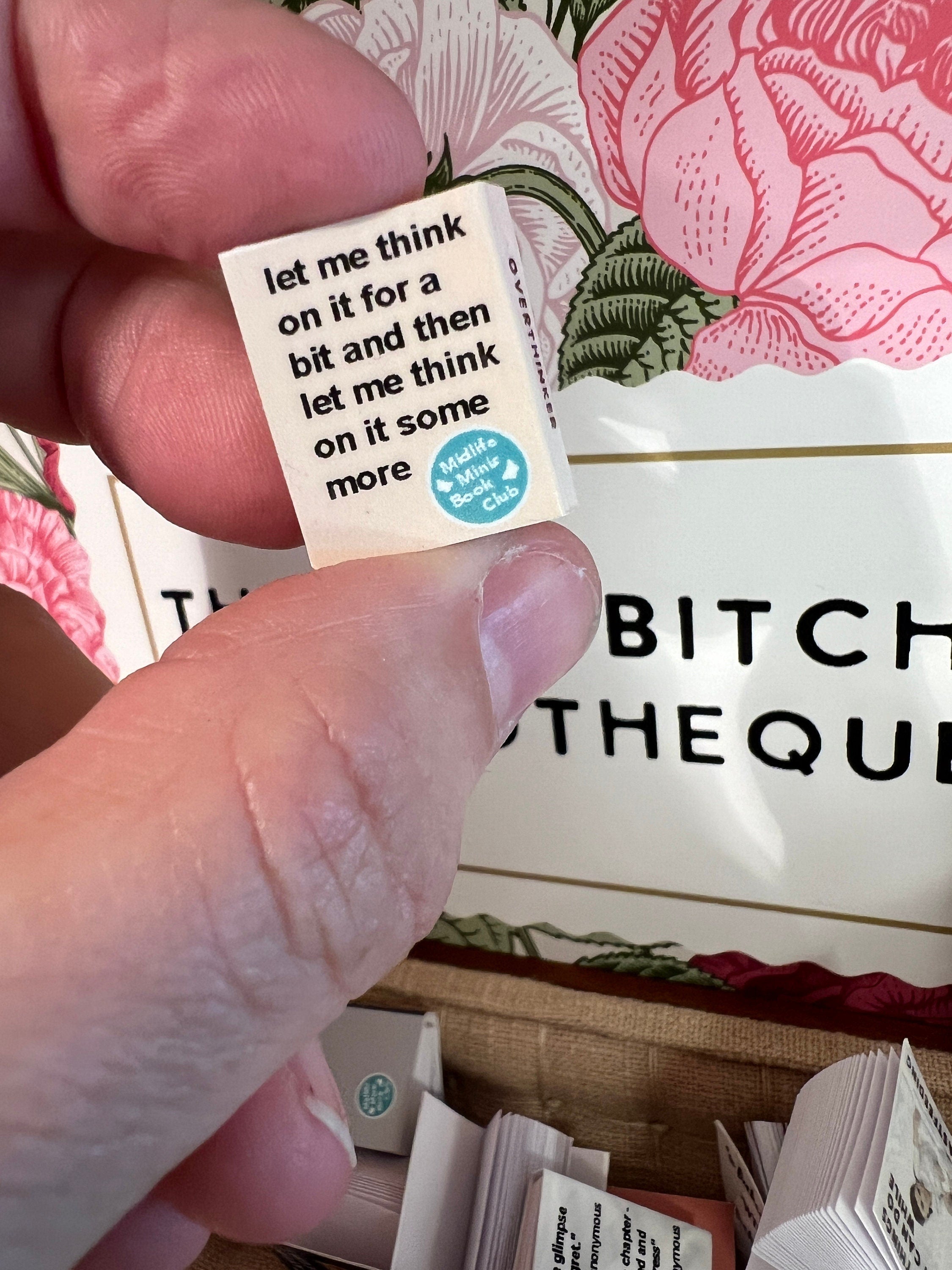 Dollhouse Miniature book, Overthinking dollhouse miniature book, 1/12 scale dollhouse book, blank inside, 1/6 scale book