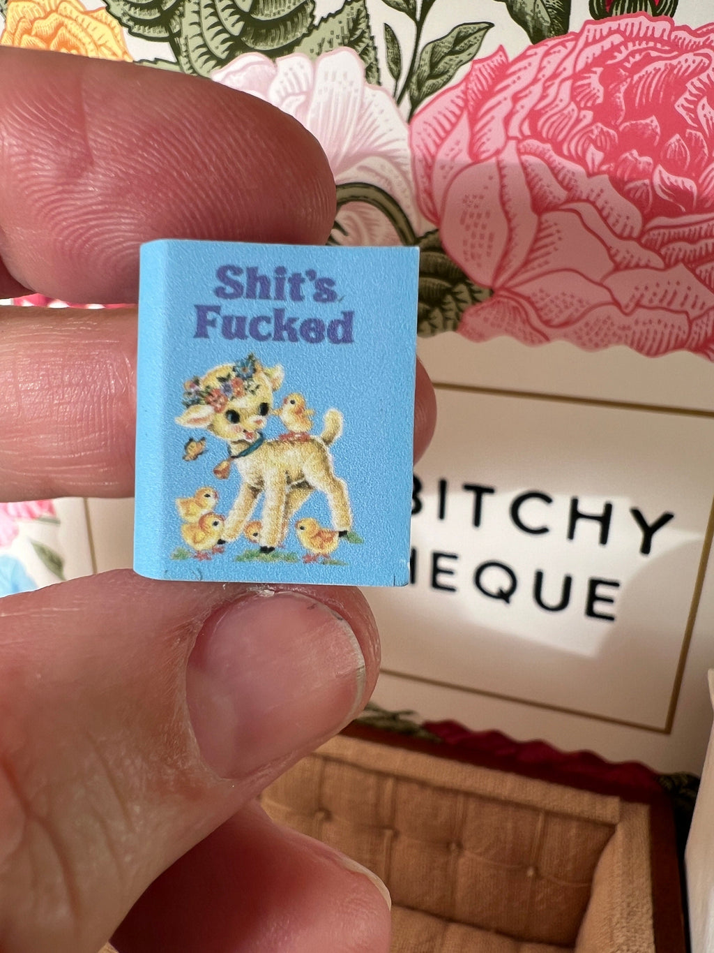 Dollhouse Miniature book, Shit's Fucked dollhouse miniature book, 1/12 scale dollhouse book, blank inside, 1/6 scale book