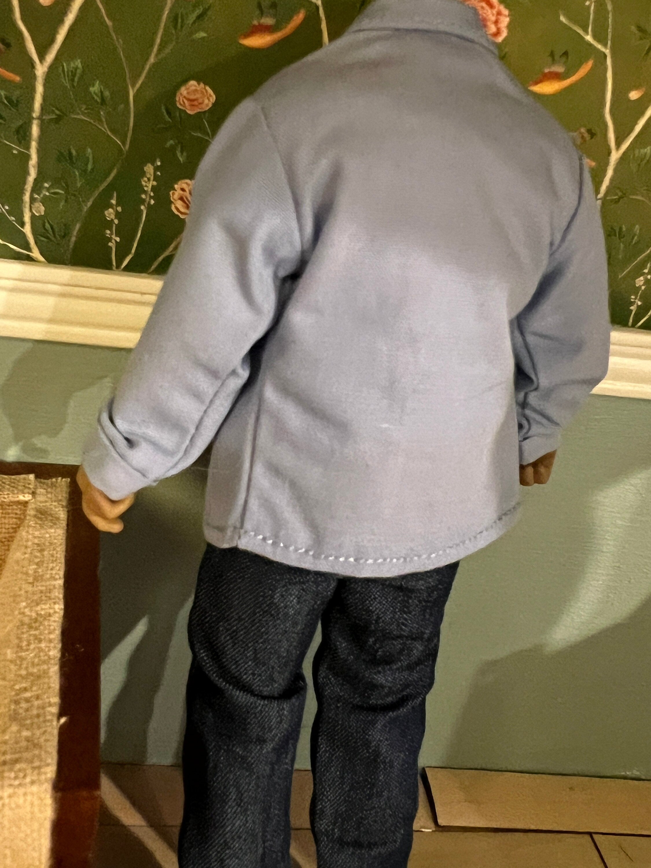 dollhouse miniature shirt, 1/12 men's work shirt for 6 inch figure