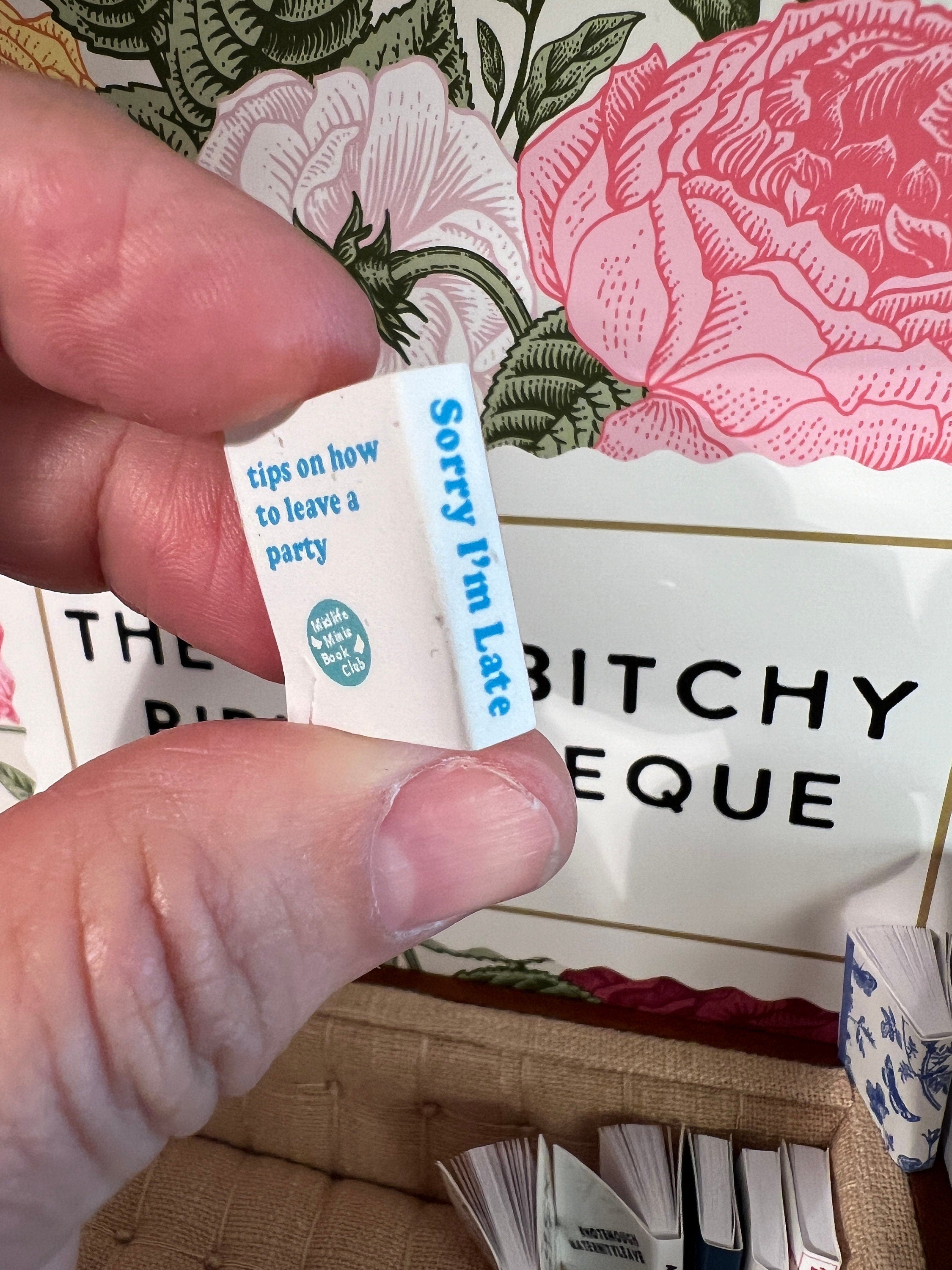 Dollhouse Miniature book, Sorry I'm Late dollhouse miniature book, 1/12 scale dollhouse book, blank inside, 1/6 scale book