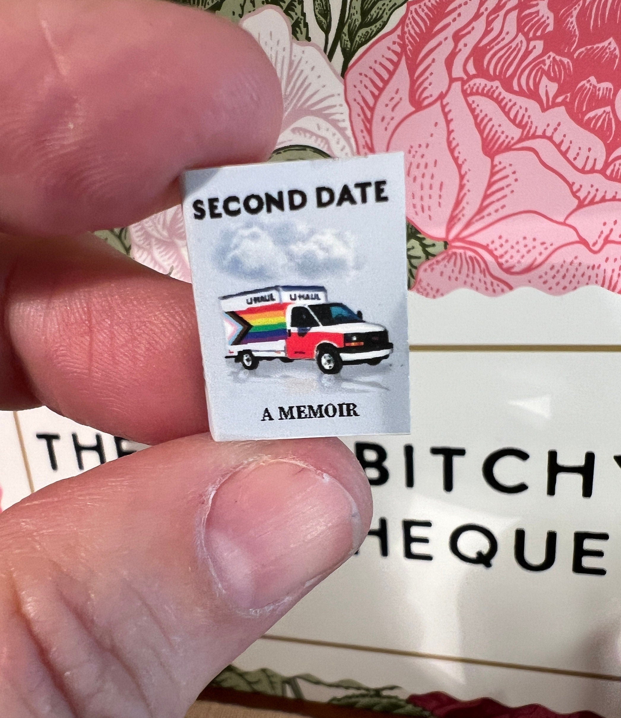 Dollhouse Miniature book, Second Date LGBTQ dollhouse miniature book, 1/12 scale dollhouse book, blank inside, 1/6 scale book