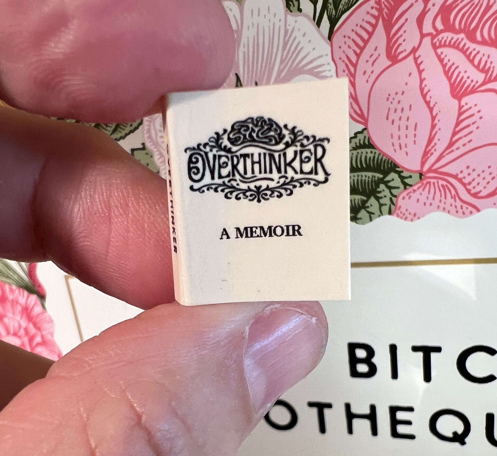 Dollhouse Miniature book, Overthinking dollhouse miniature book, 1/12 scale dollhouse book, blank inside, 1/6 scale book