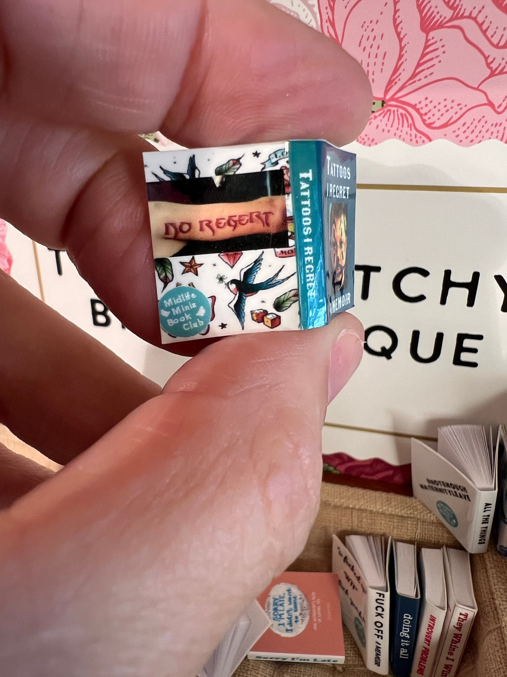 Dollhouse Miniature book,Tattoo Books dollhouse miniature book, 1/12 scale dollhouse book, blank inside, 1/6 scale book