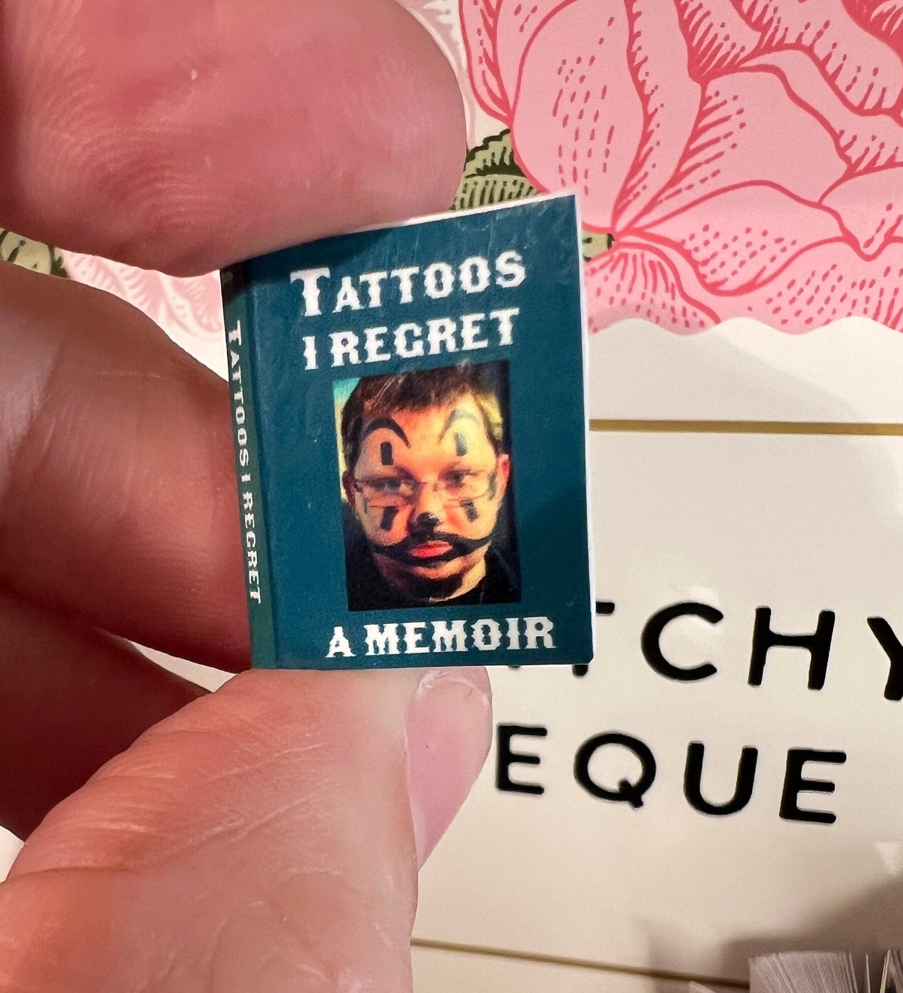 Dollhouse Miniature book,Tattoo Books dollhouse miniature book, 1/12 scale dollhouse book, blank inside, 1/6 scale book